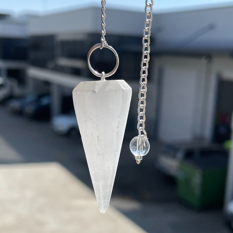 Selenite Faceted Pendulum