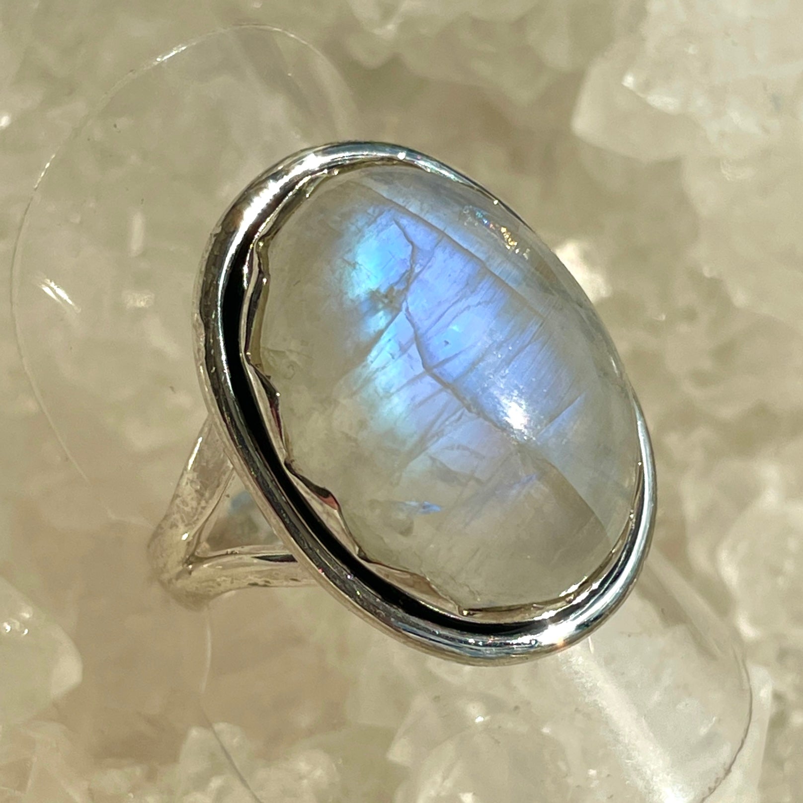 Rainbow Moonstone St. Silver Ring - Sz7 RM12