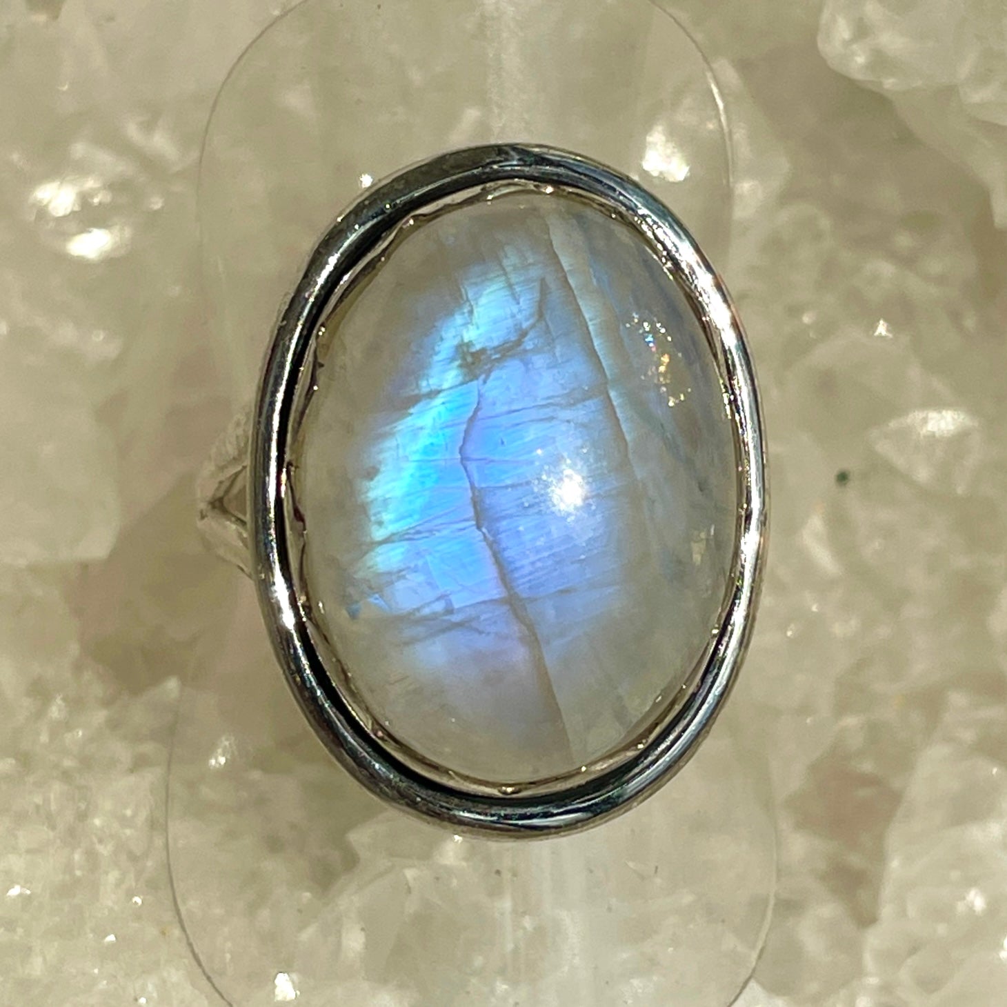 Rainbow Moonstone St. Silver Ring - Sz7 RM12