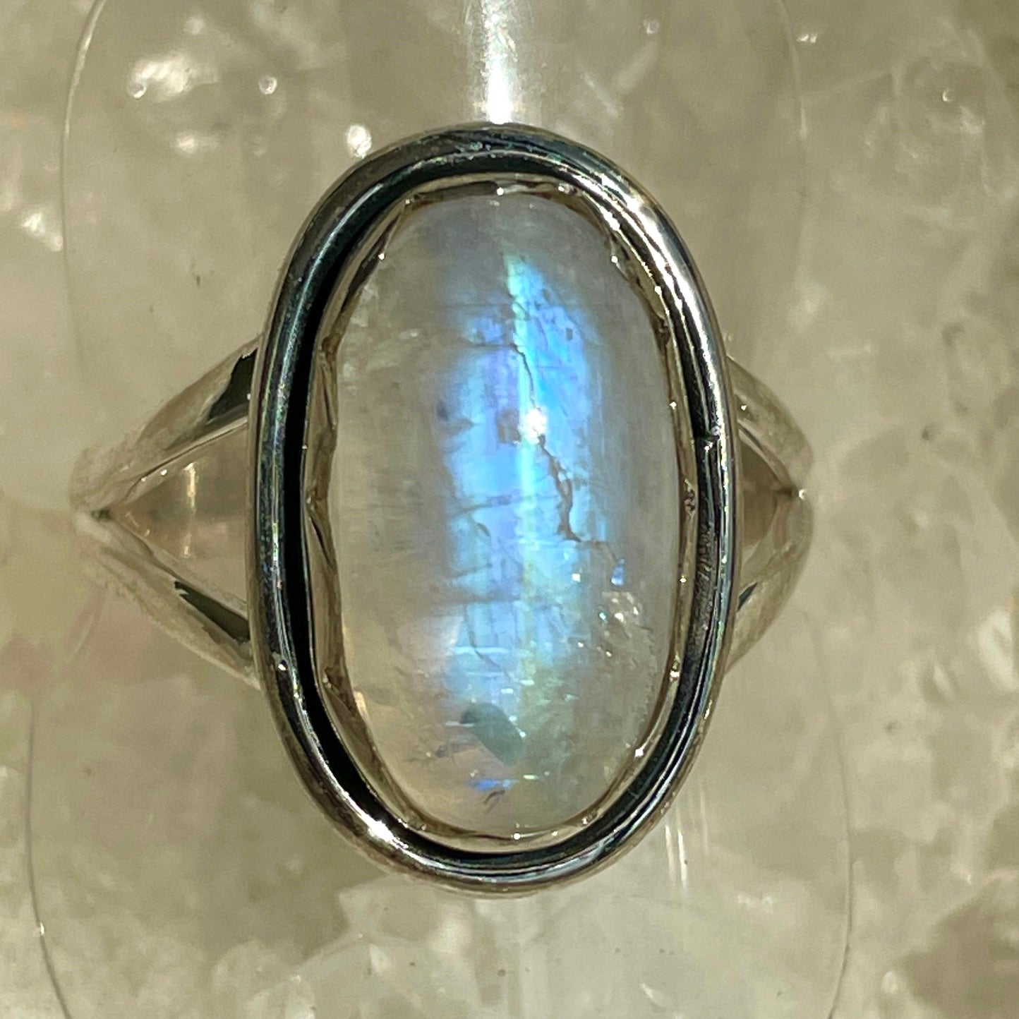 Rainbow Moonstone St. Silver Ring - Sz9 RM13