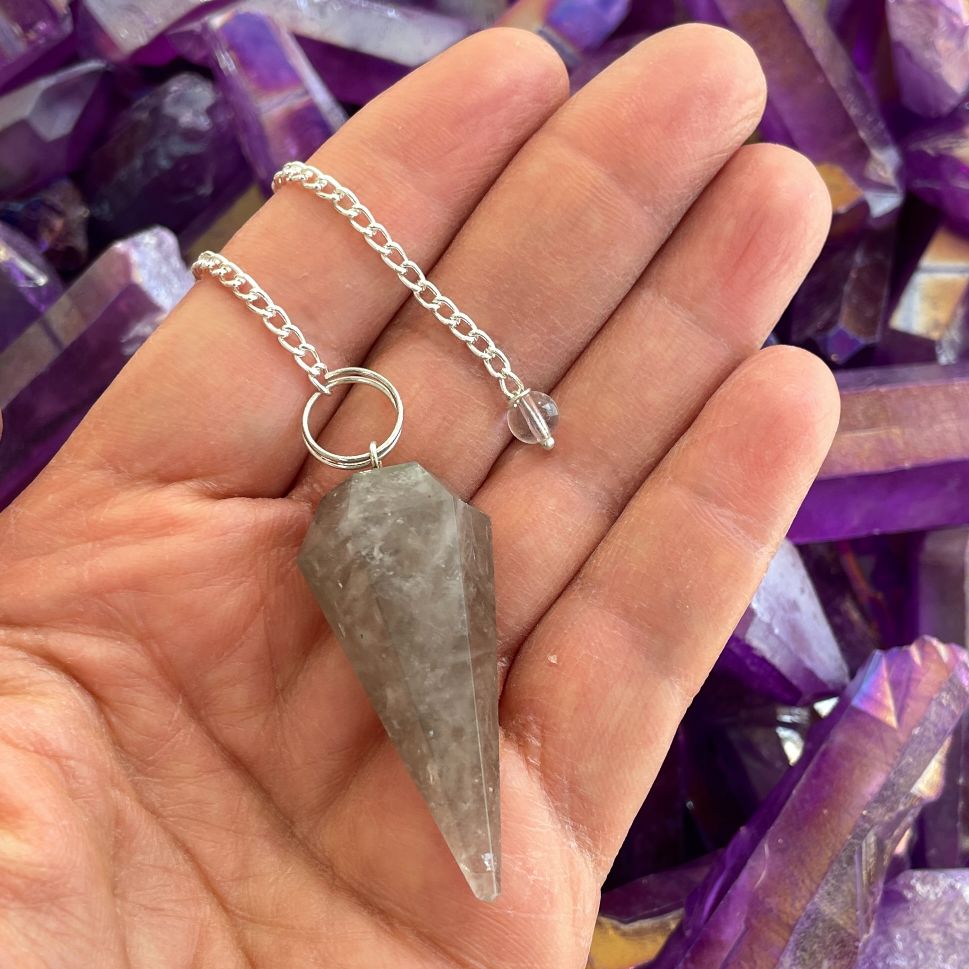 Smoky Qtz Faceted Pendulum - Light