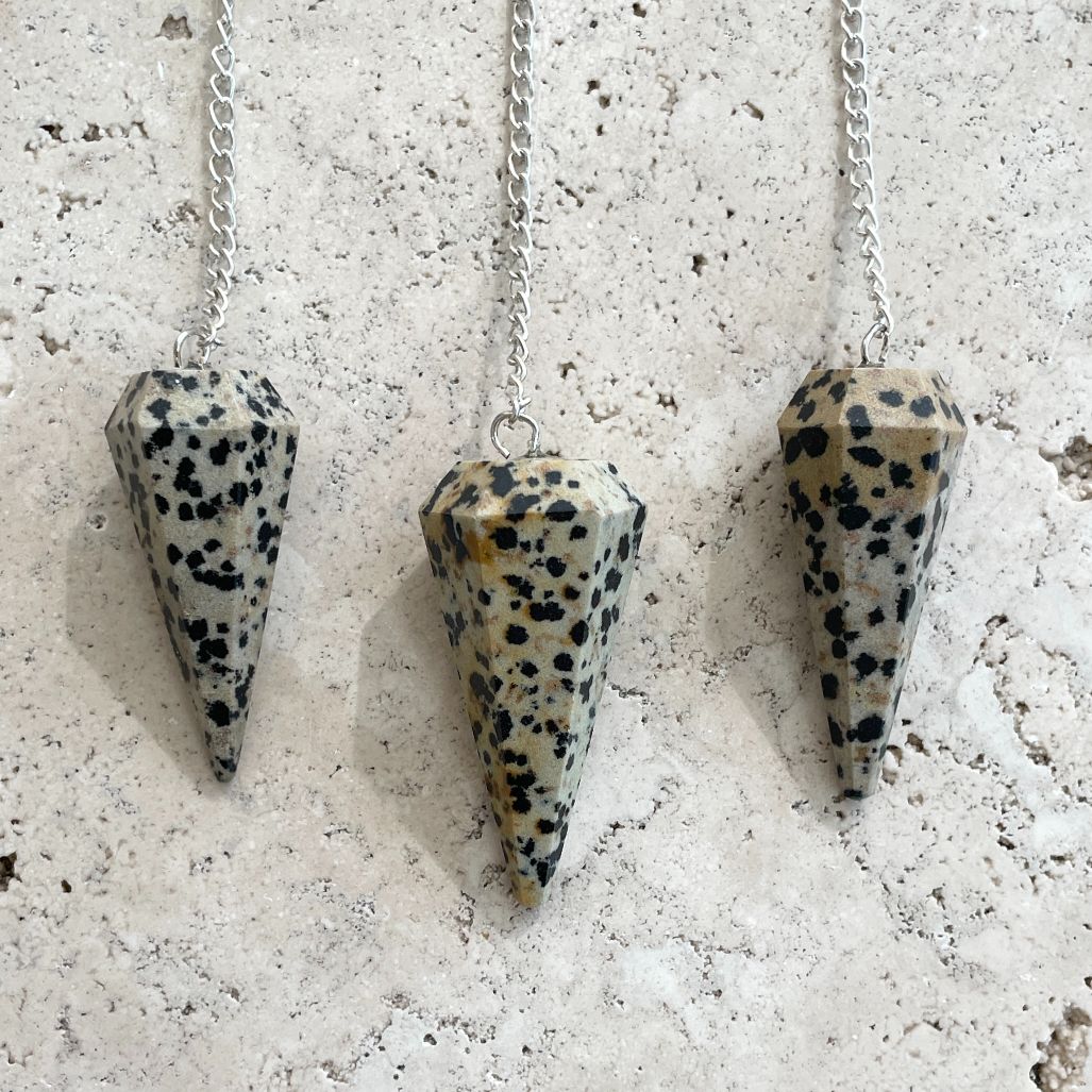 Dalmatian Jasper Faceted Pendulum