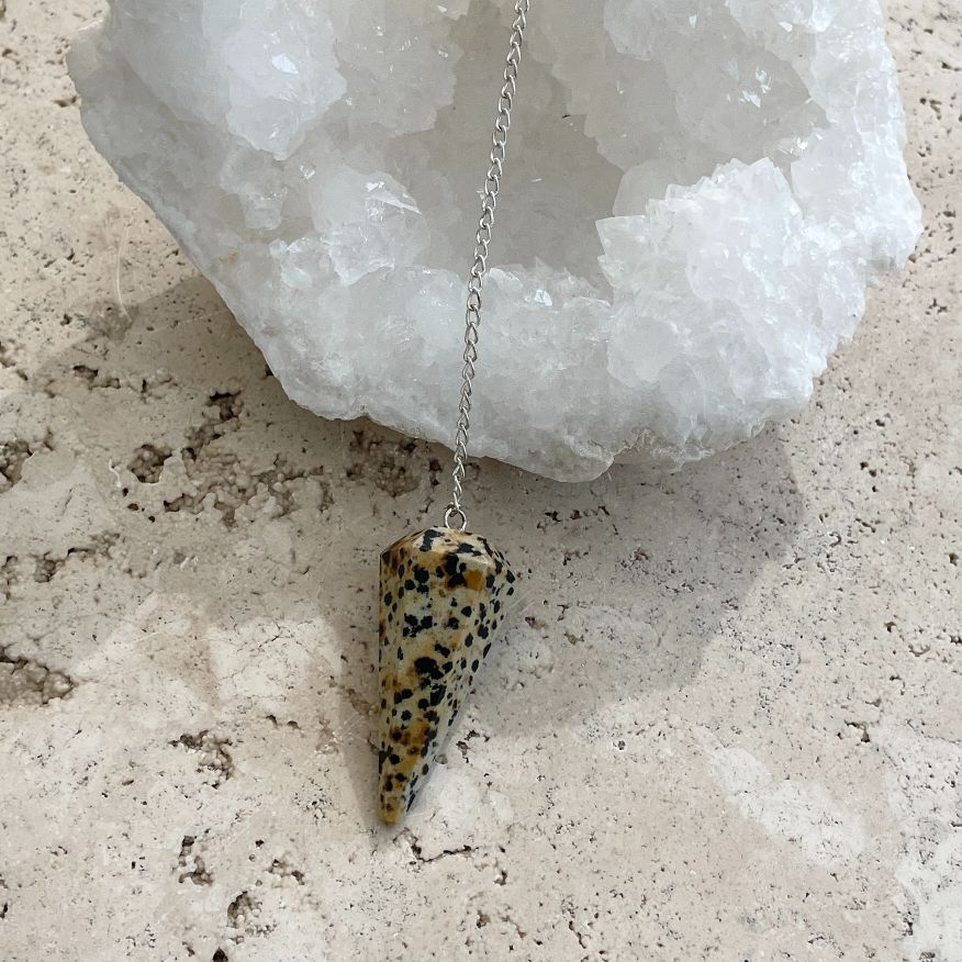 Dalmatian Jasper Faceted Pendulum