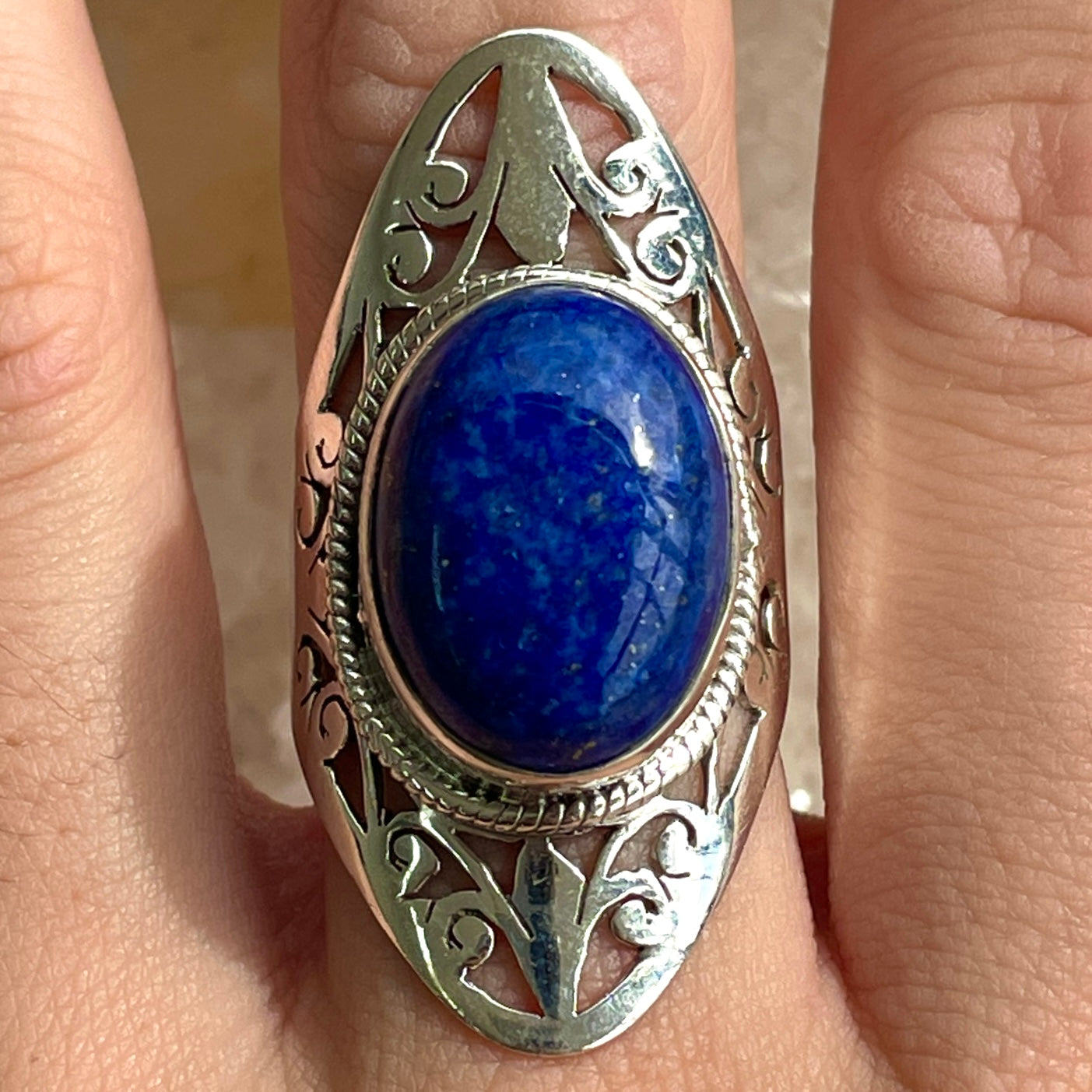 Lapis Lazuli Sterling Silver Ring - Sz8 LL2