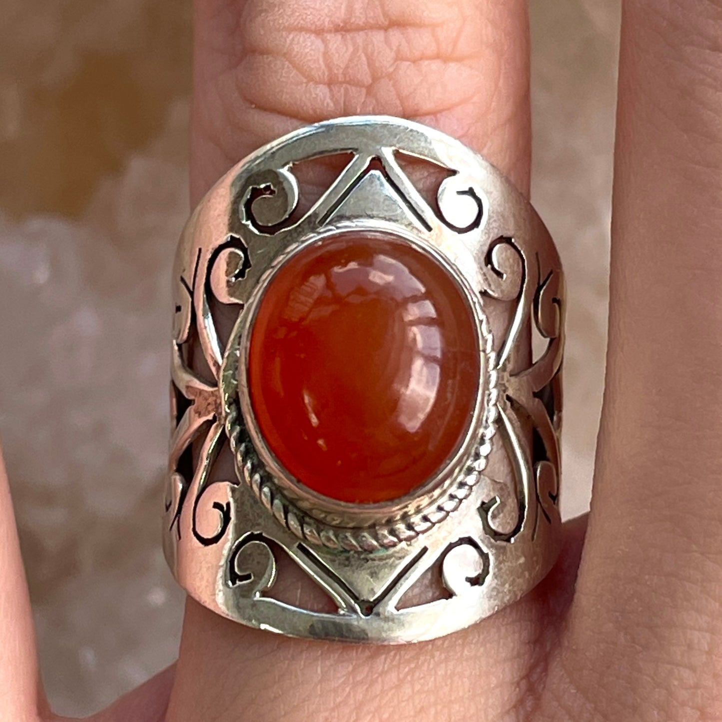 Carnelian Sterling Silver Ring - Sz7 CA3