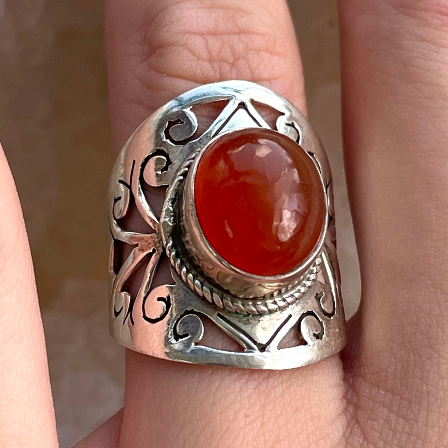 Carnelian Sterling Silver Ring - Sz7 CA3