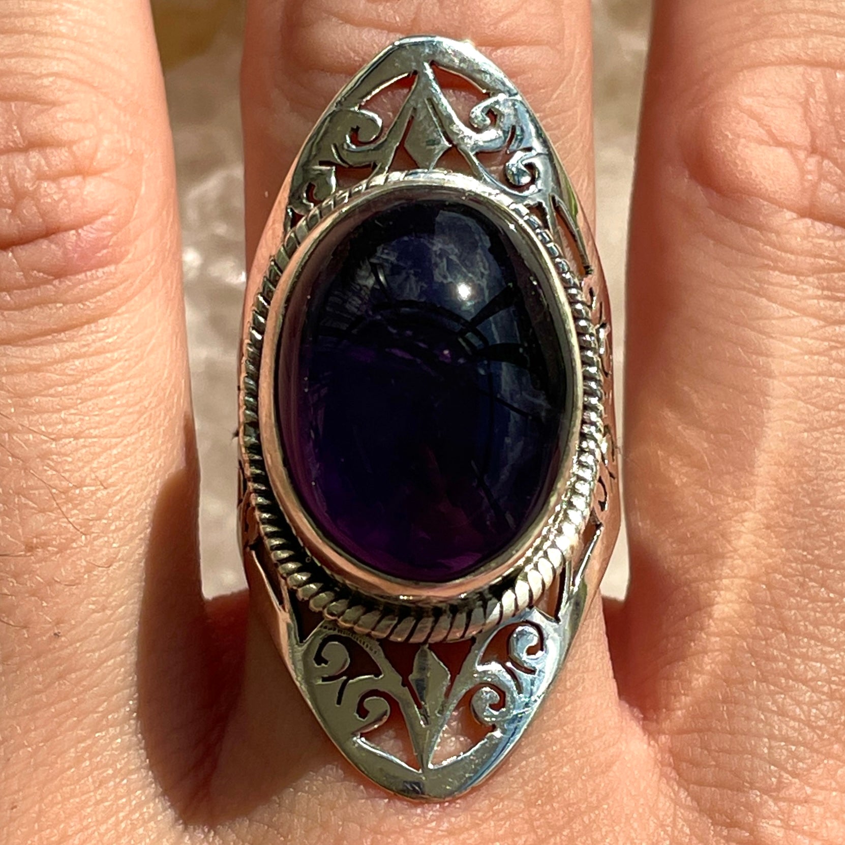 Amethyst Sterling Silver Ring - Sz8 AM9