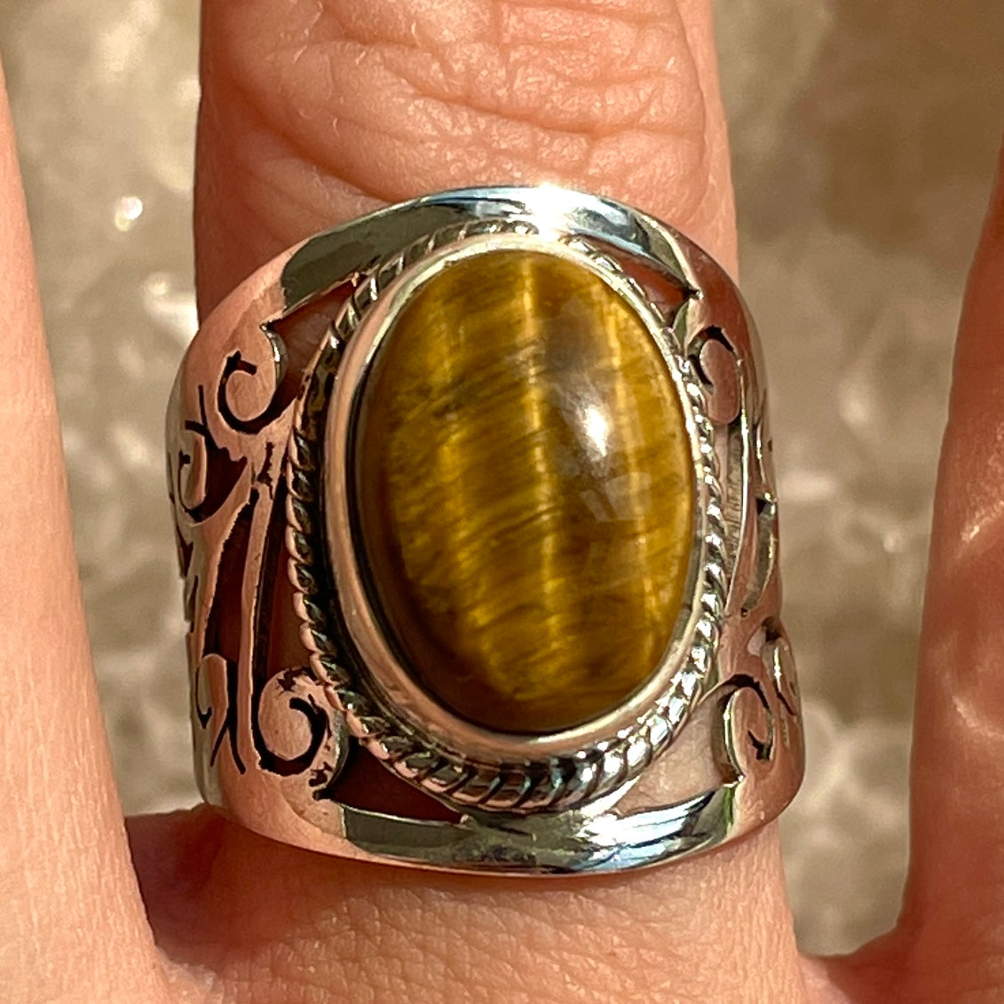 Tigers Eye Sterling Silver Ring - Sz7 TE8