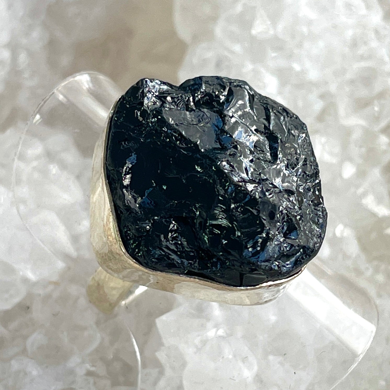 Black Tourmaline Sterling Silver Ring - Sz7 BT1