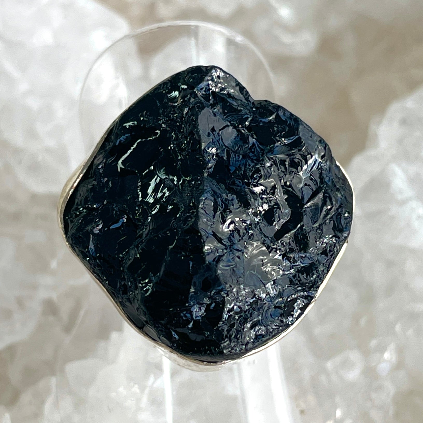 Black Tourmaline Sterling Silver Ring - Sz7 BT1