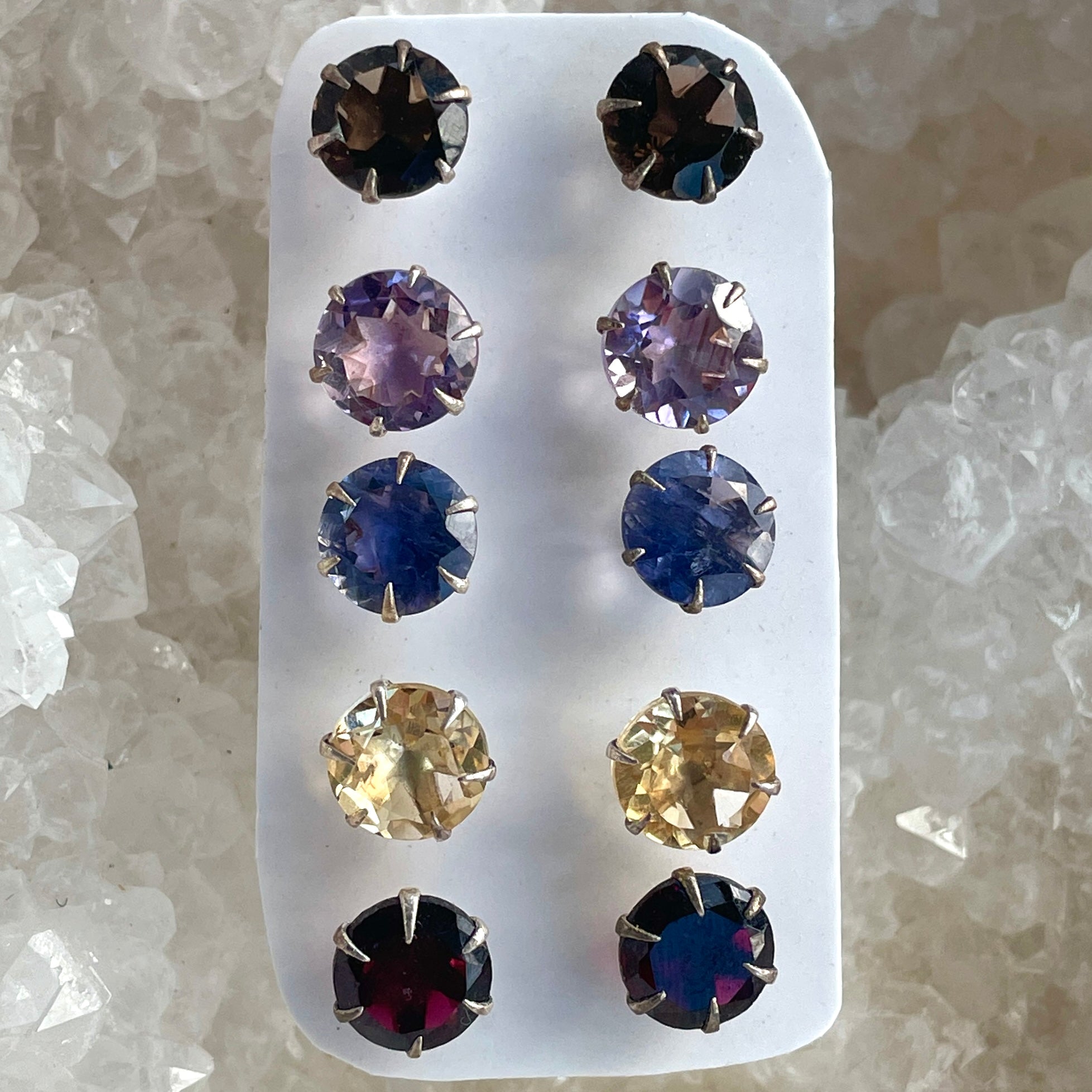 Assorted Crystal Stud Earrings - 5pc