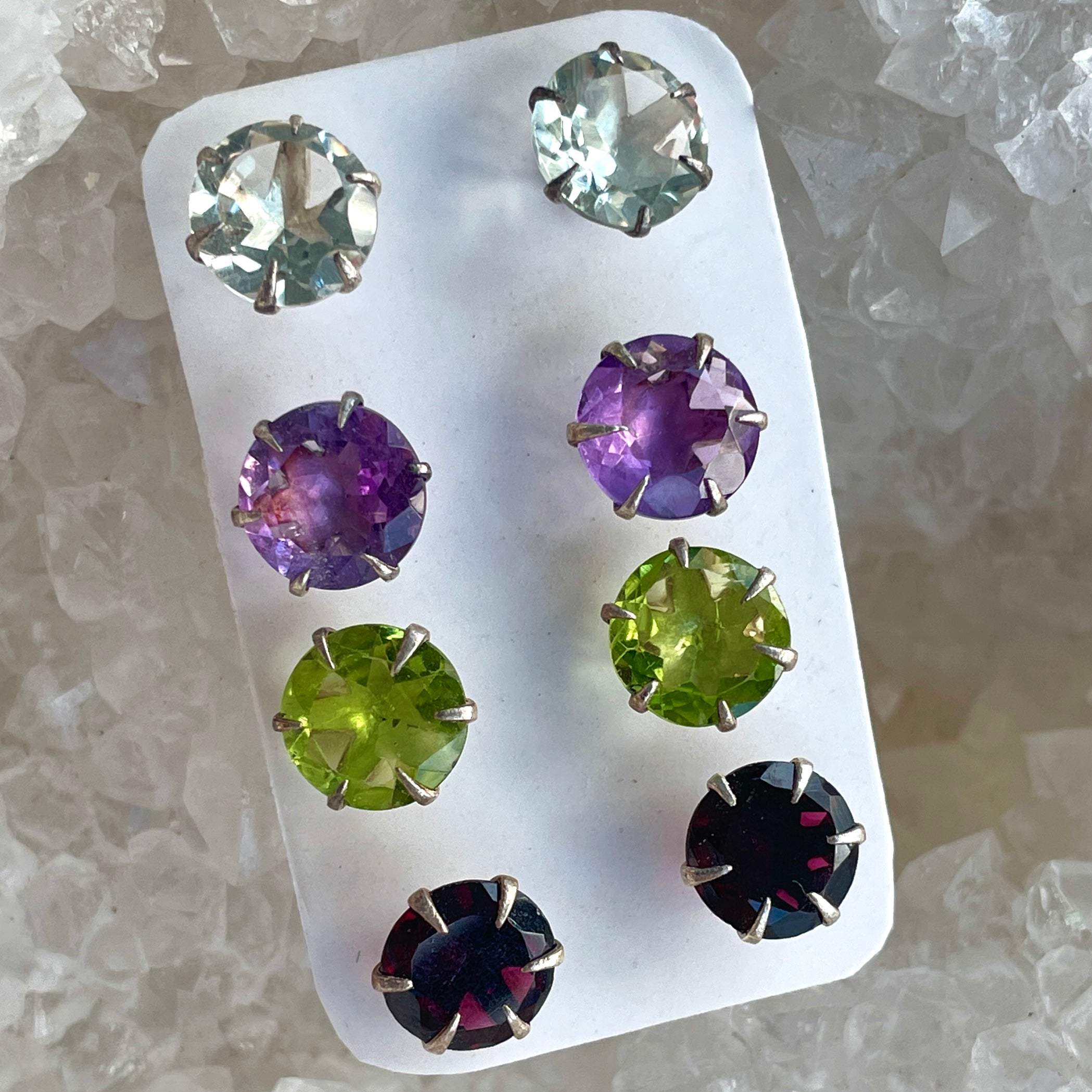Assorted Crystal Stud Earrings - 4pc