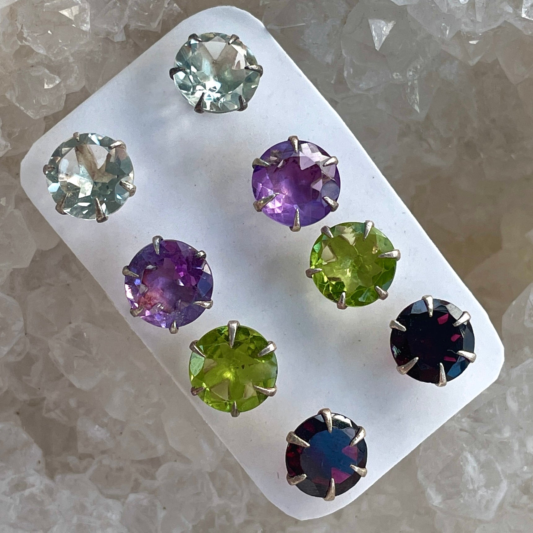 Assorted Crystal Stud Earrings - 4pc
