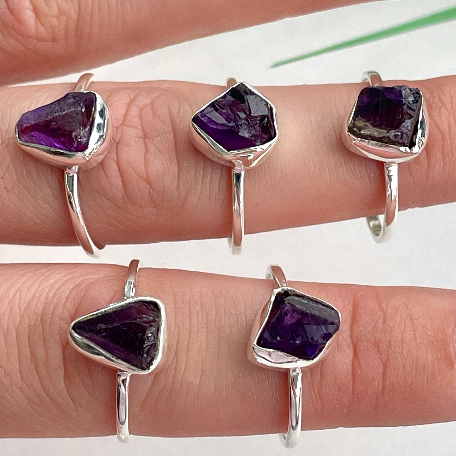 Amethyst - Rough - St.Silver Ring