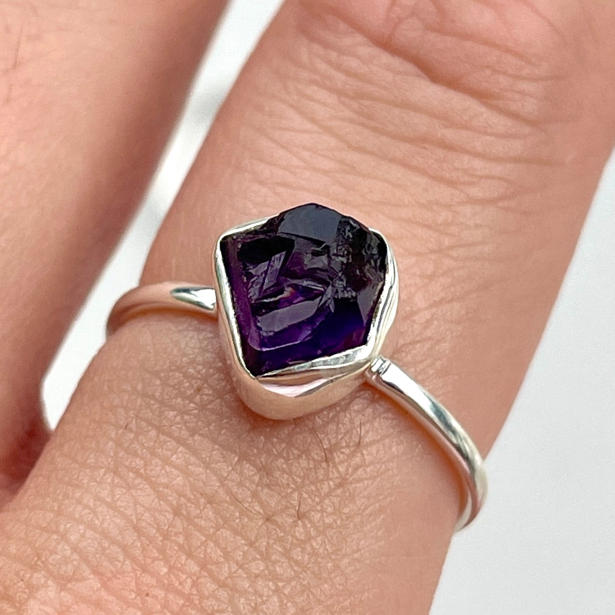 Amethyst - Rough - St.Silver Ring