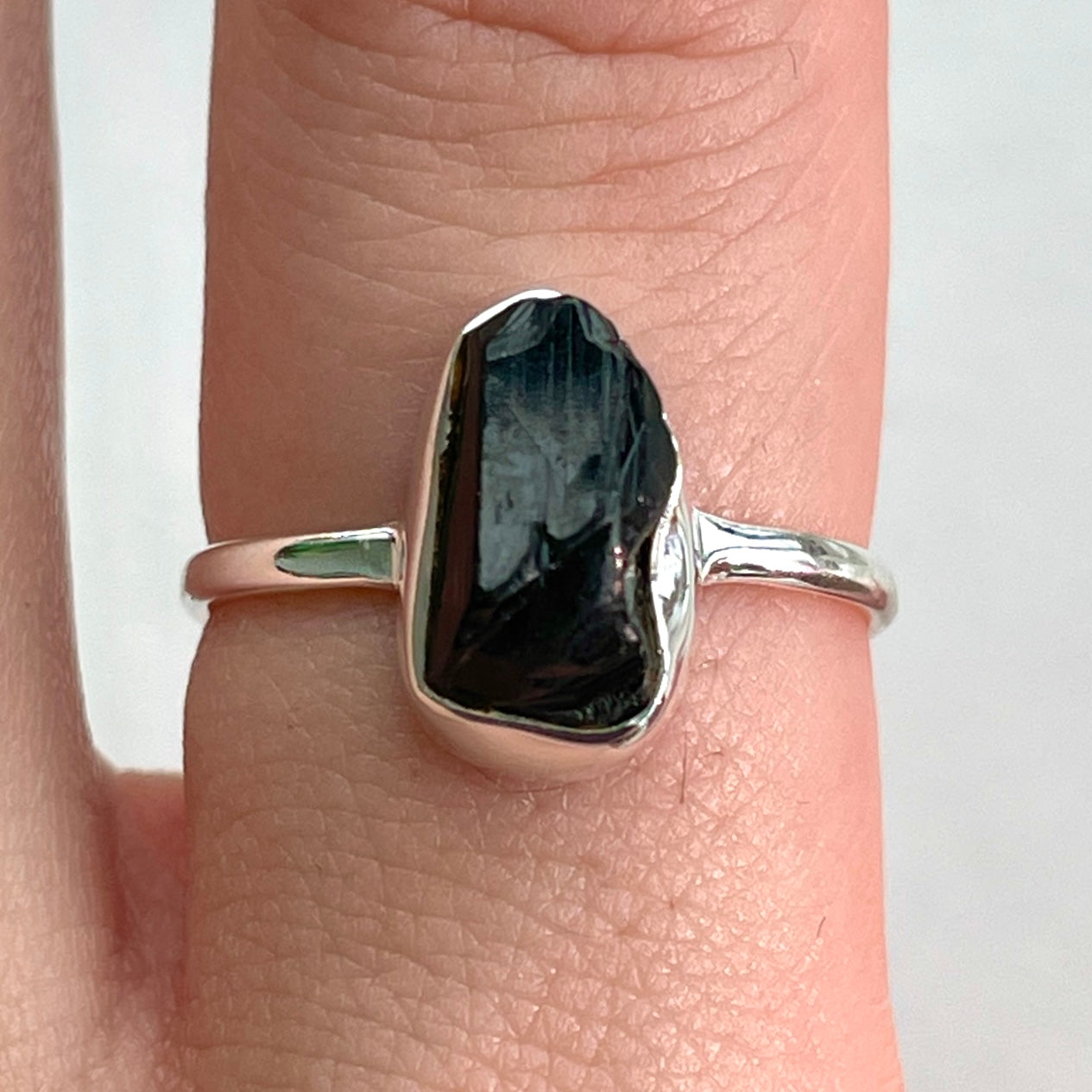 Black Tourmaline - Rough - St.Silver Ring