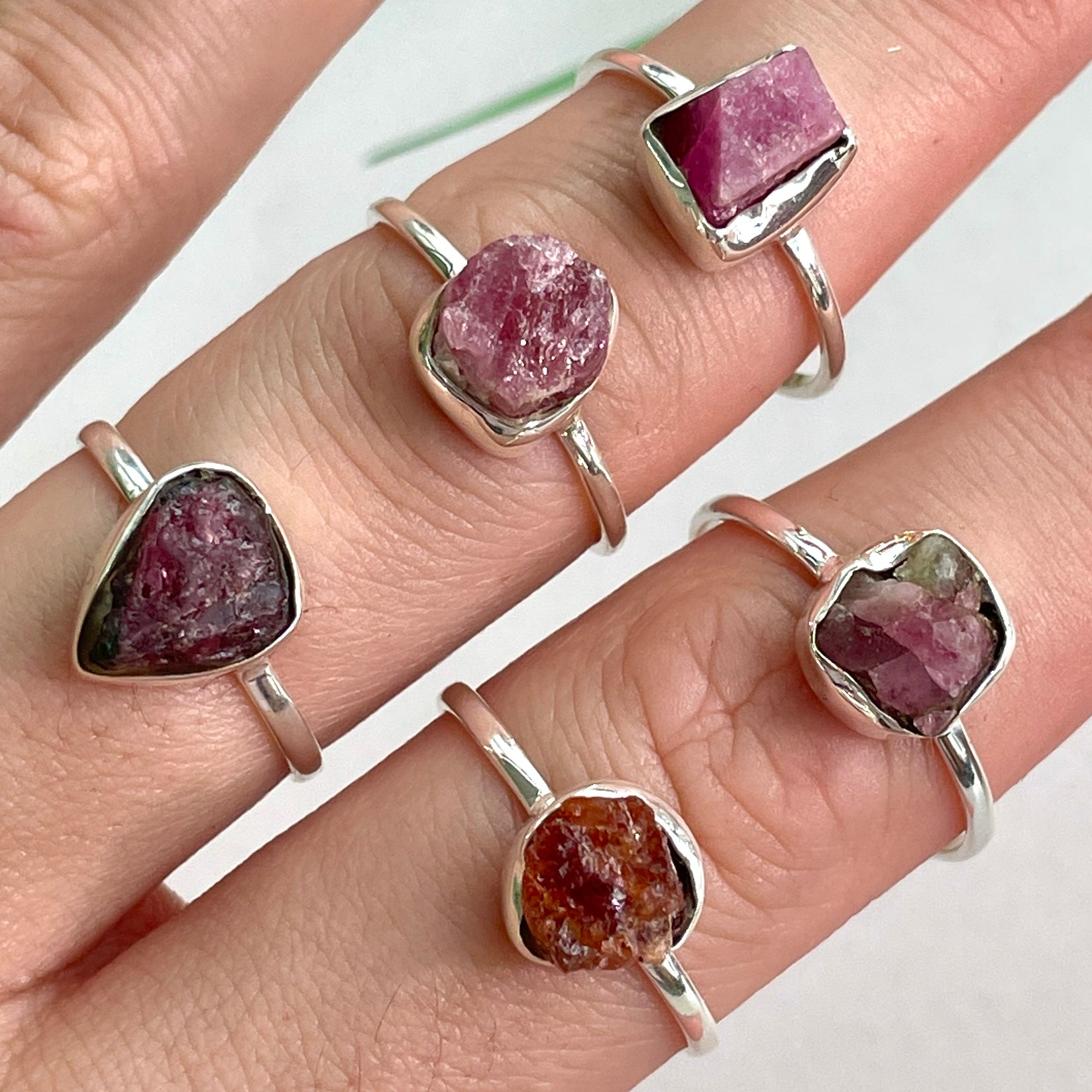 Pink Tourmaline - Rough - St.Silver Ring