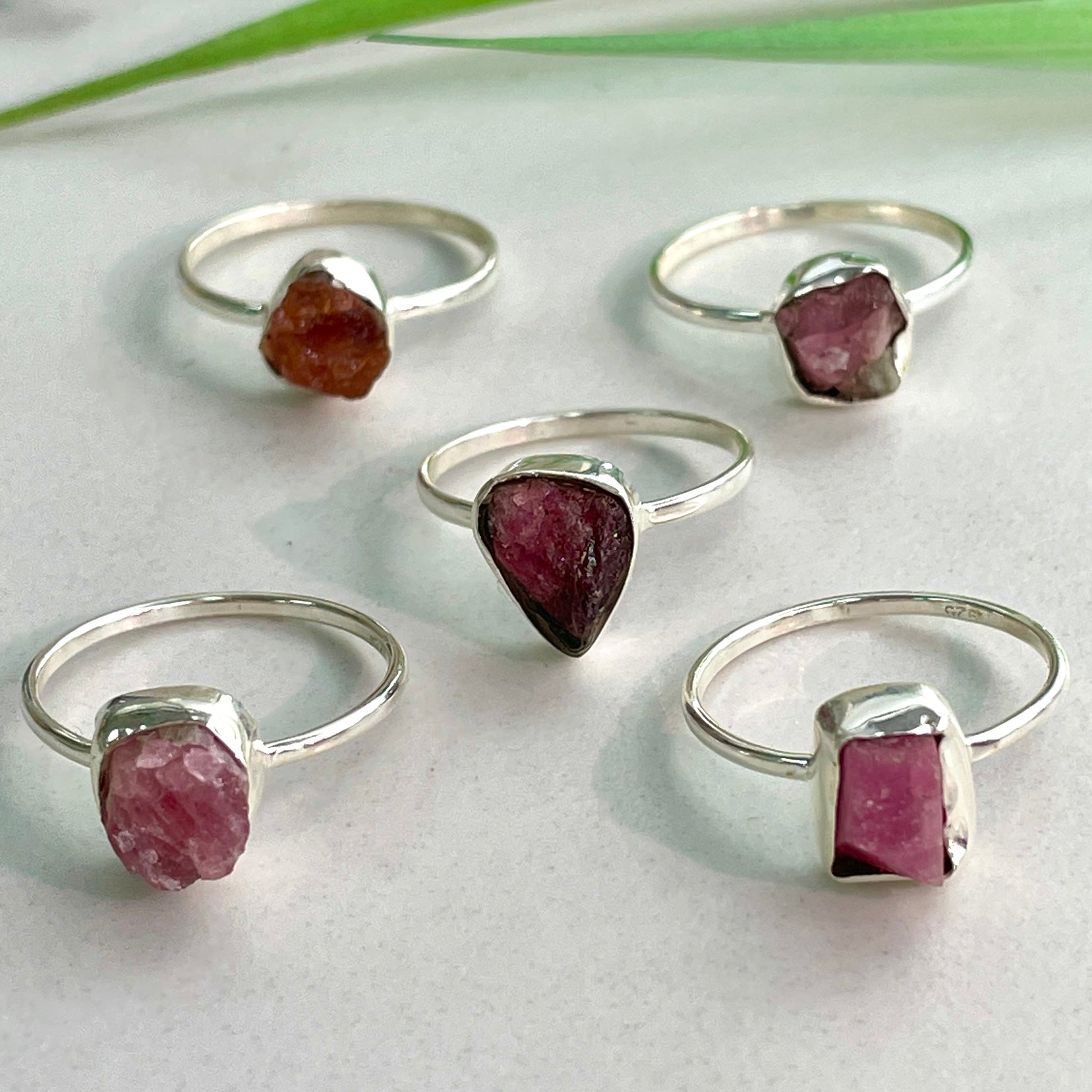 Pink Tourmaline - Rough - St.Silver Ring