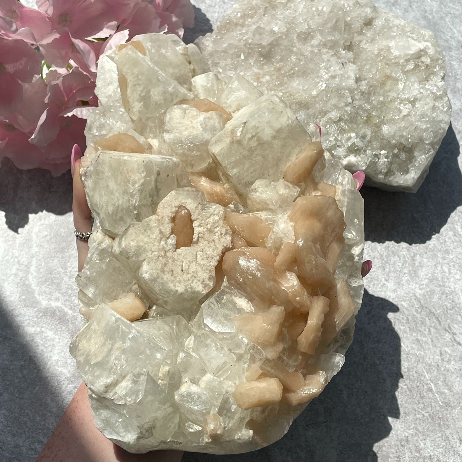 Apophyllite and Stilbite Cluster - 02