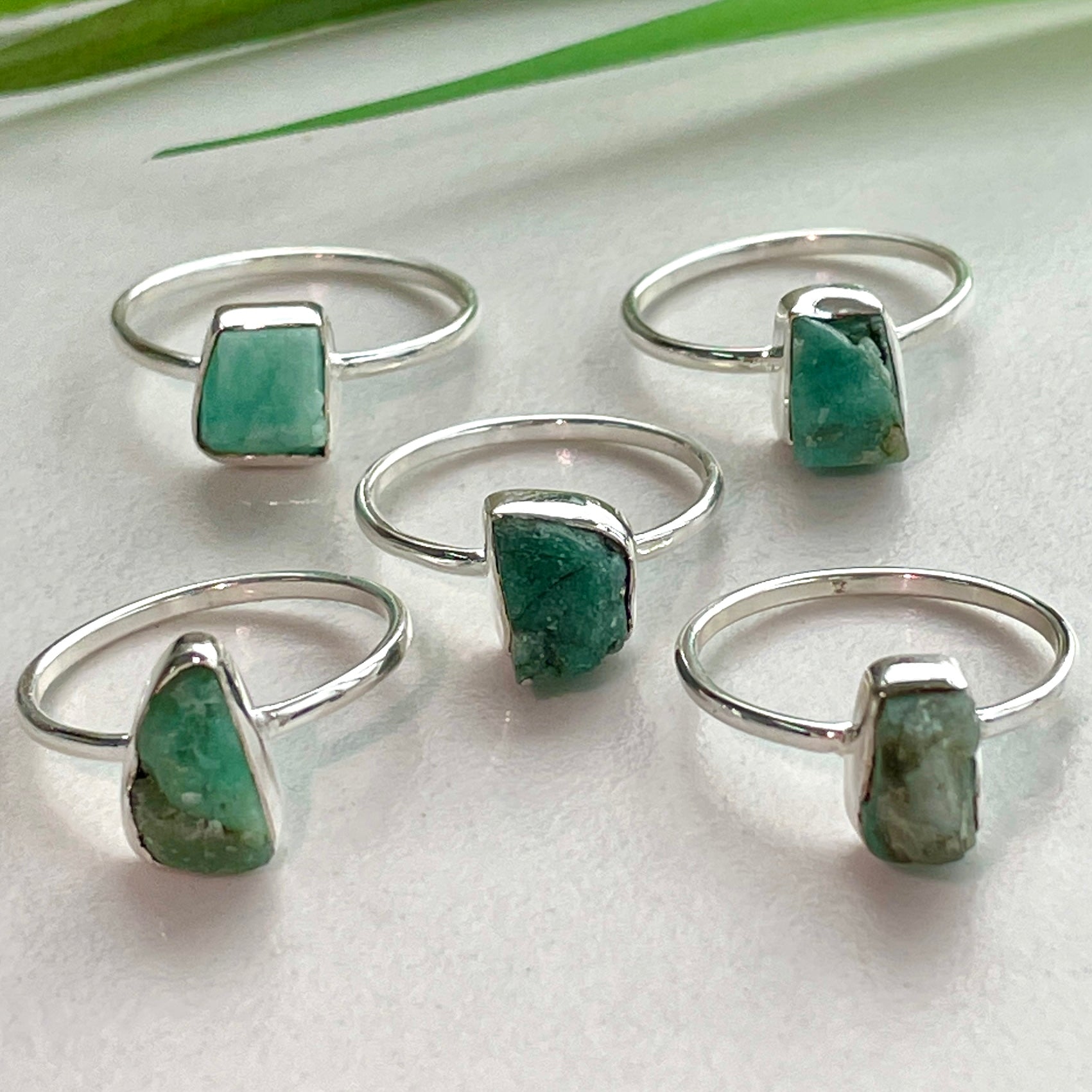 Emerald - Rough - St.Silver Ring