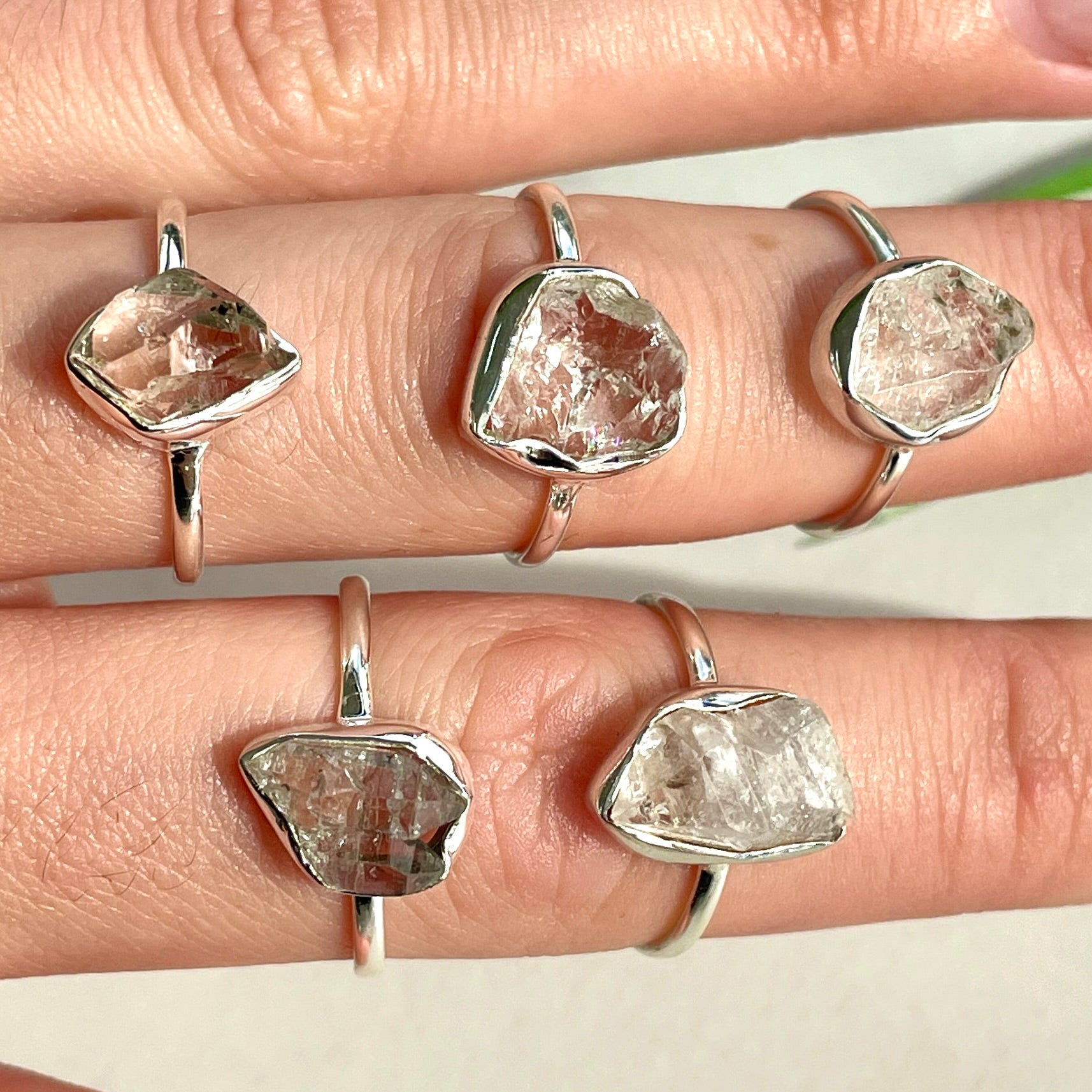 Herkimer Diamond - Rough - St.Silver Ring