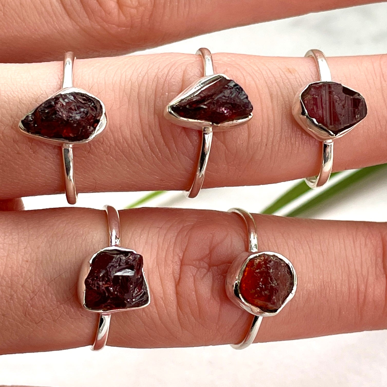 Garnet - Rough - St.Silver Ring