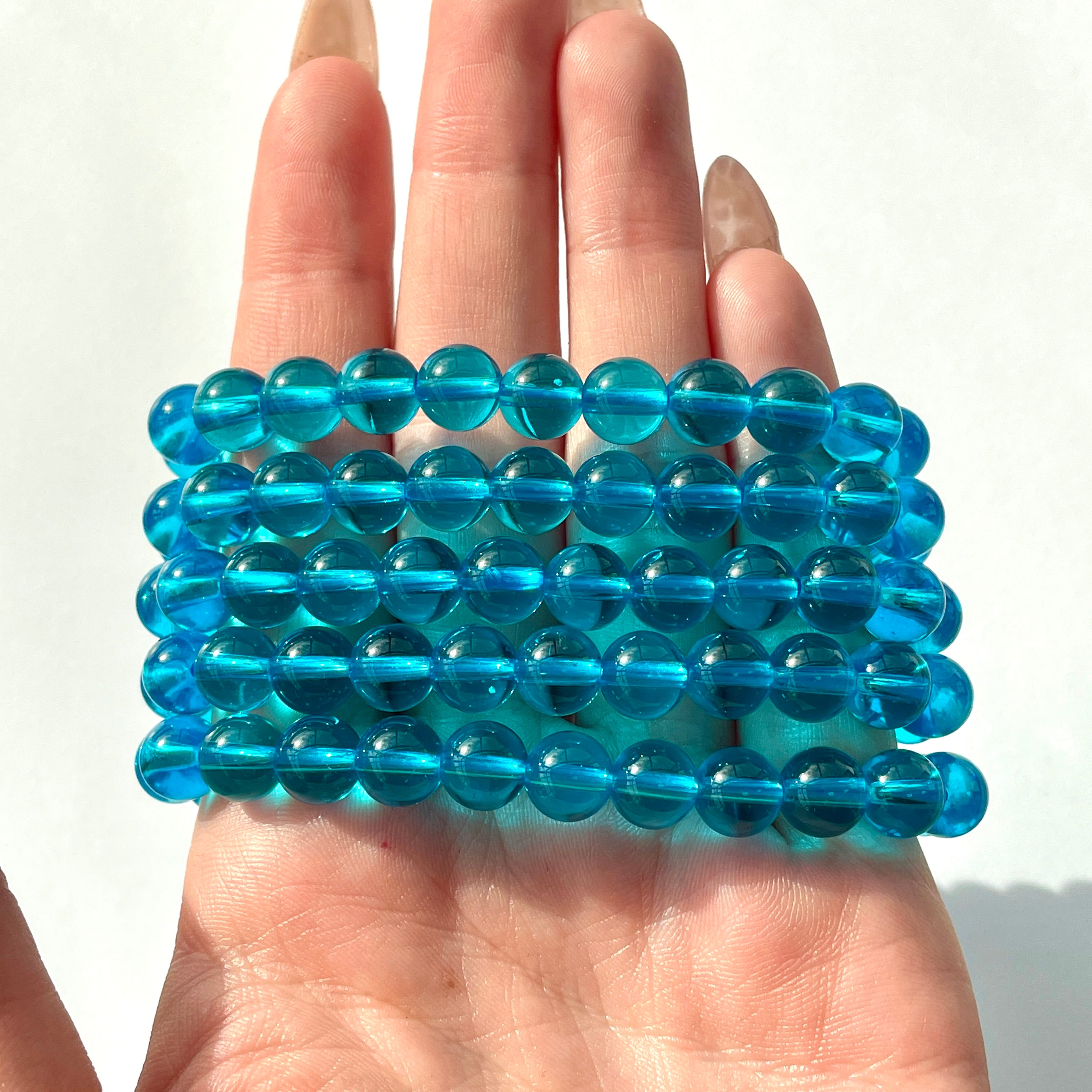 Sky Blue Obsidian Beads Bracelet