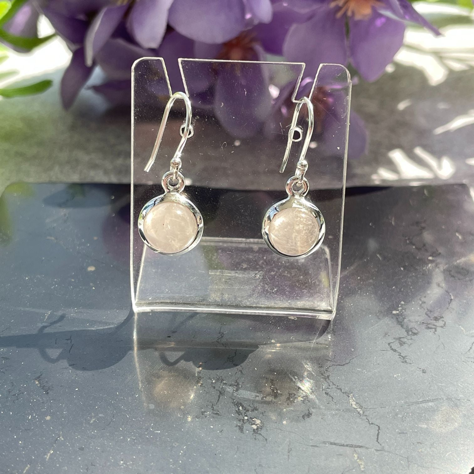 Sterling Silver Earrings - Rose Quartz - 04