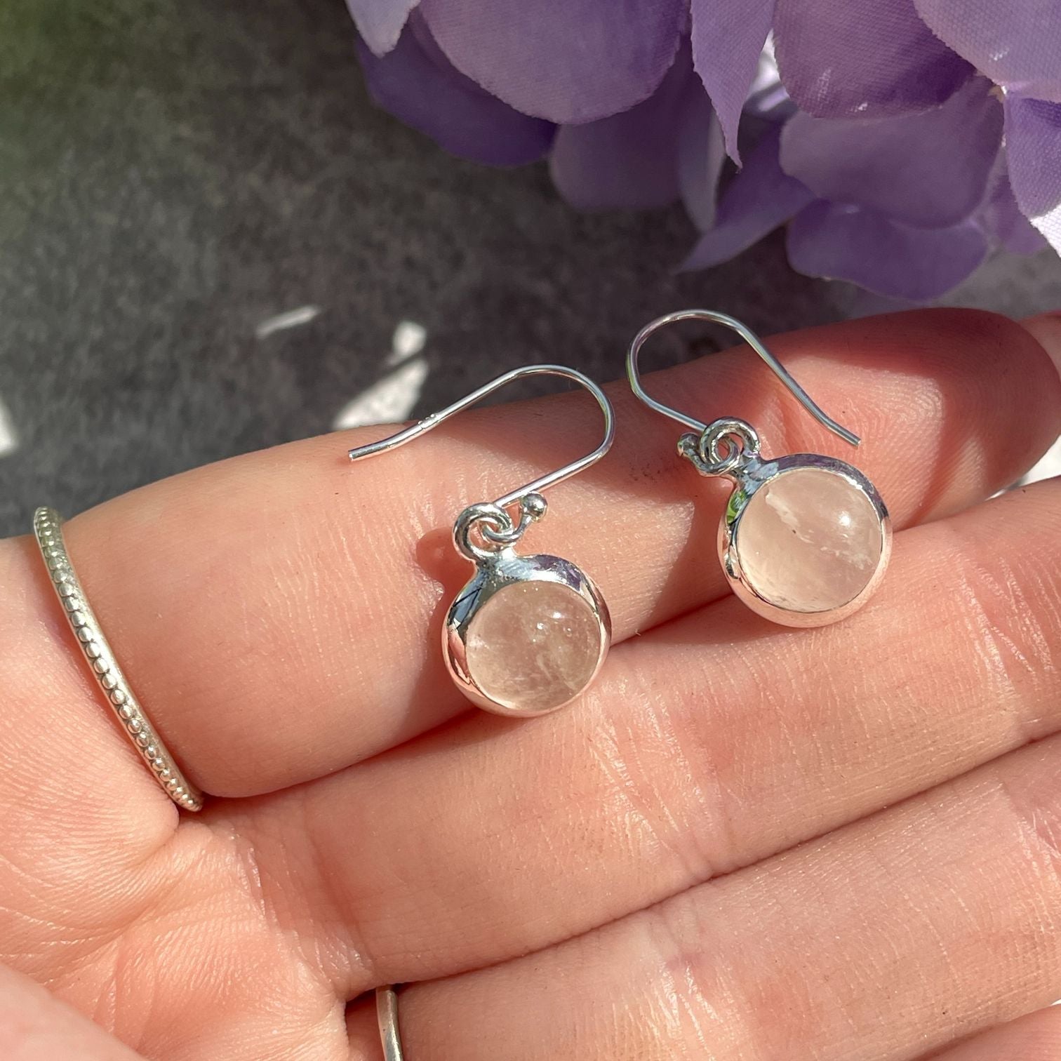 Sterling Silver Earrings - Rose Quartz - 04
