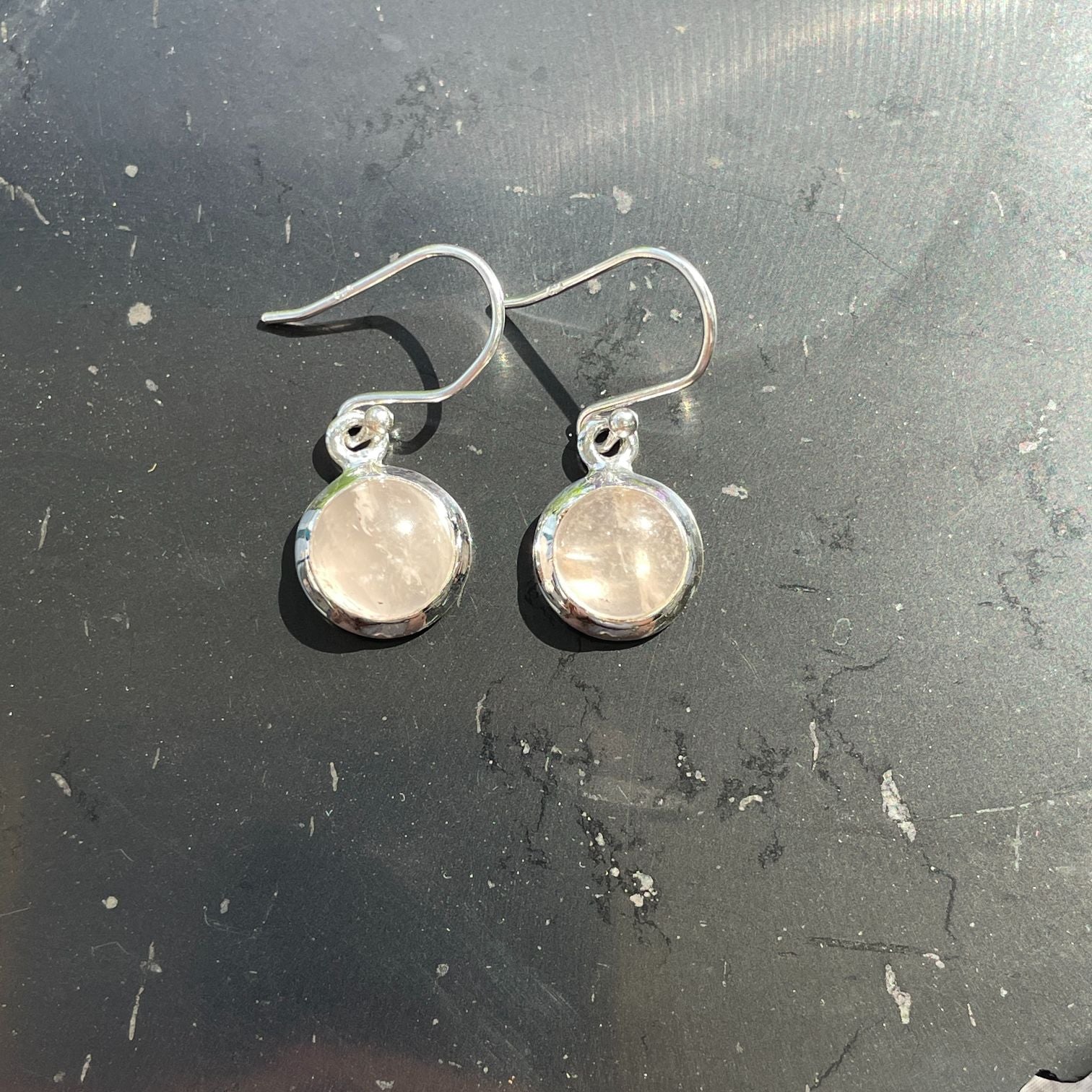Sterling Silver Earrings - Rose Quartz - 04