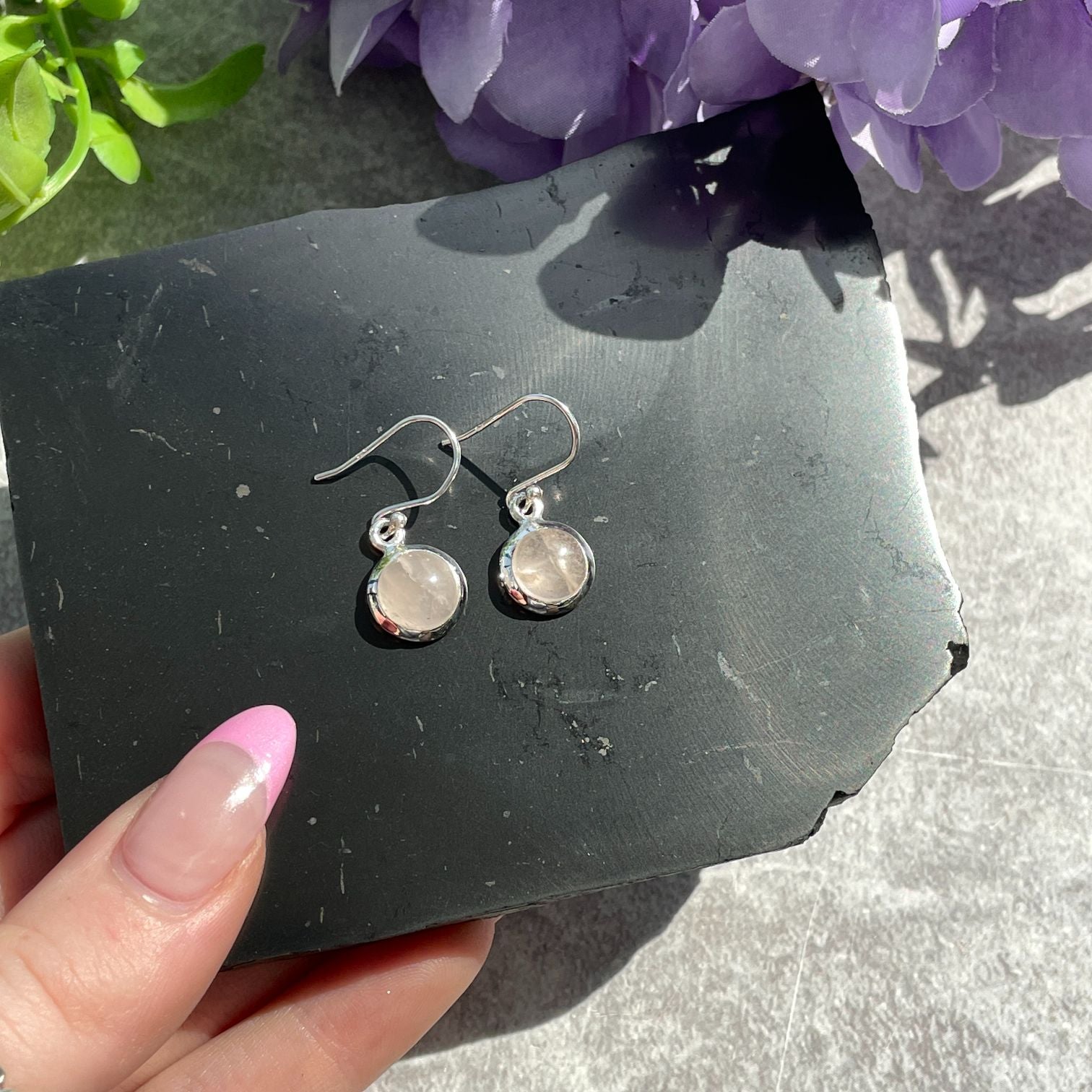 Sterling Silver Earrings - Rose Quartz - 04
