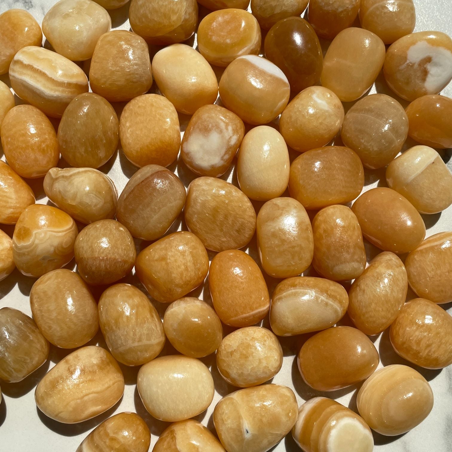 Orange Calcite Tumbled 1KG - Q1/A (50-70pcs)