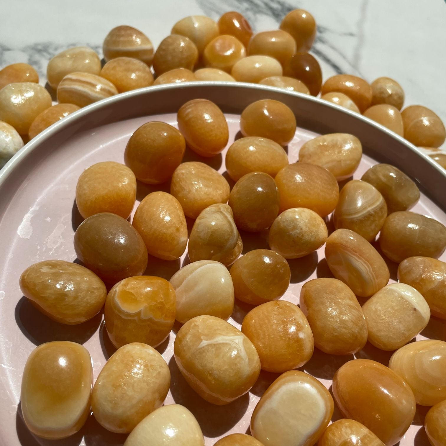 Orange Calcite Tumbled 1KG - Q1/A (50-70pcs)
