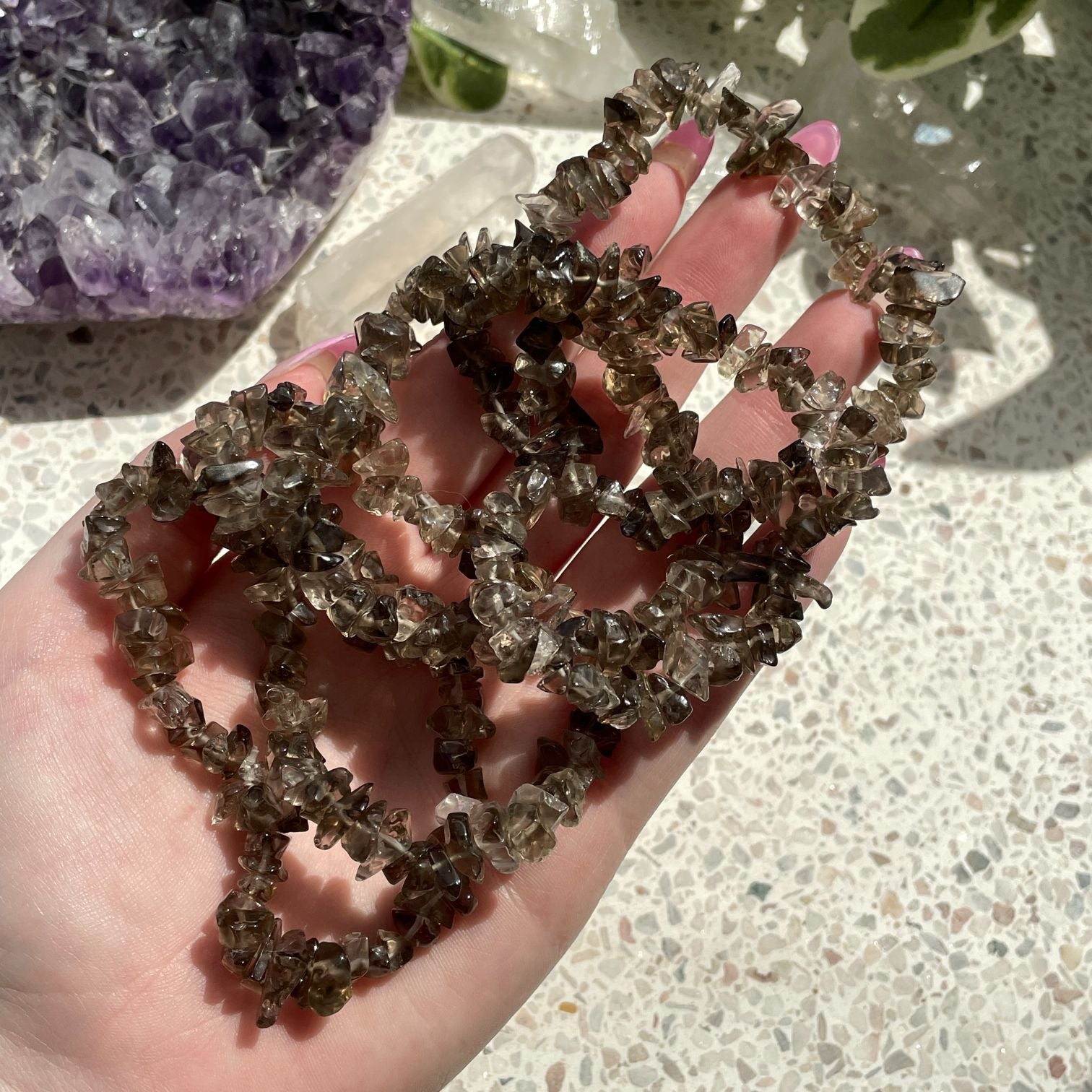 Smoky Quartz Chip Bracelet - Light
