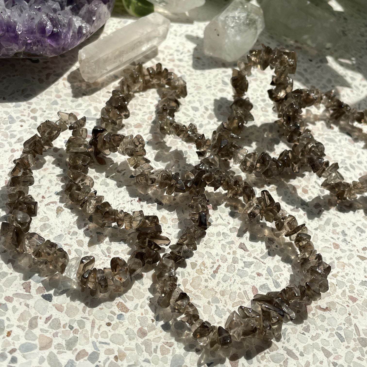 Smoky Quartz Chip Bracelet - Light
