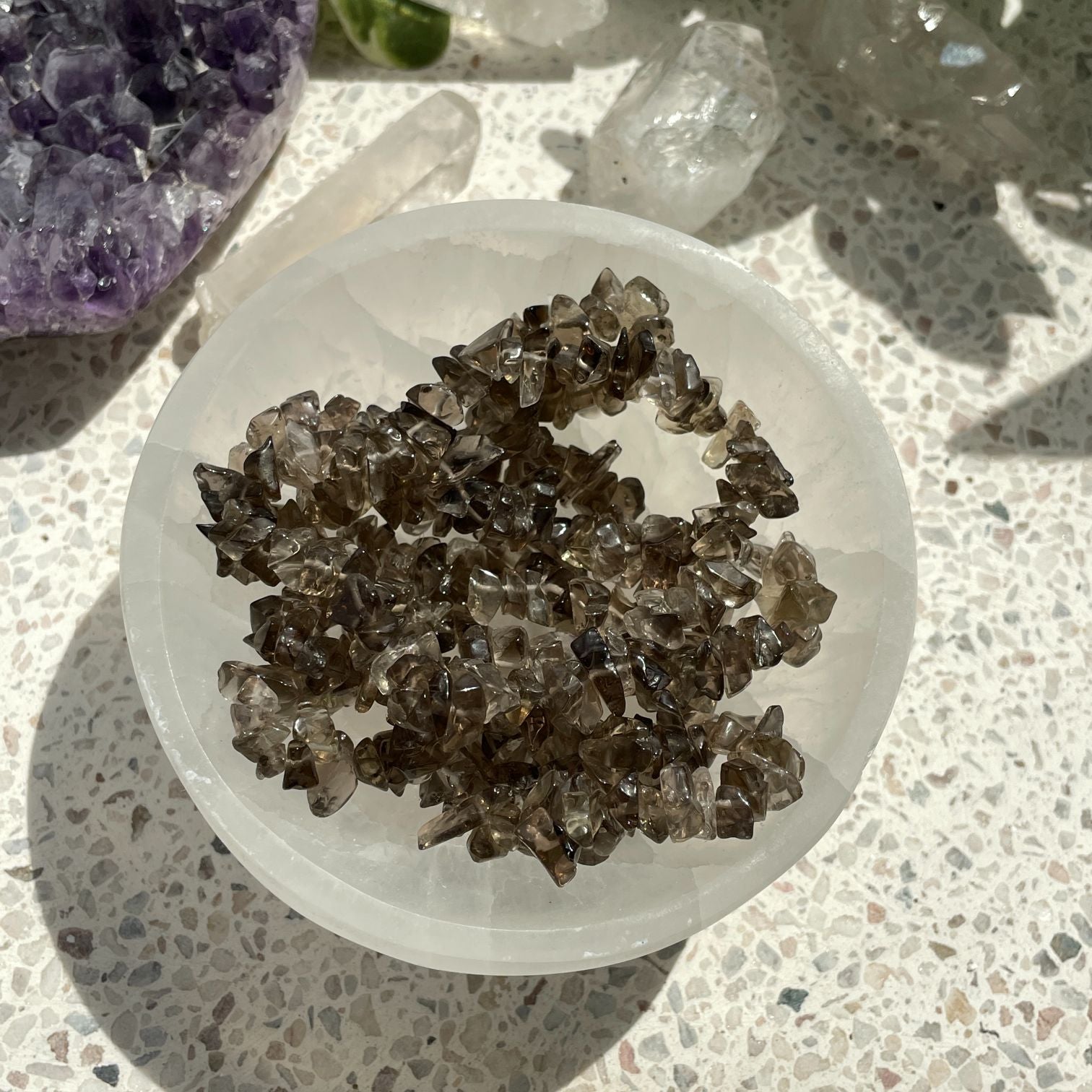 Smoky Quartz Chip Bracelet - Light