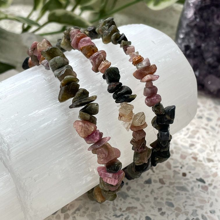 Watermelon Tourmaline Chip Bracelet