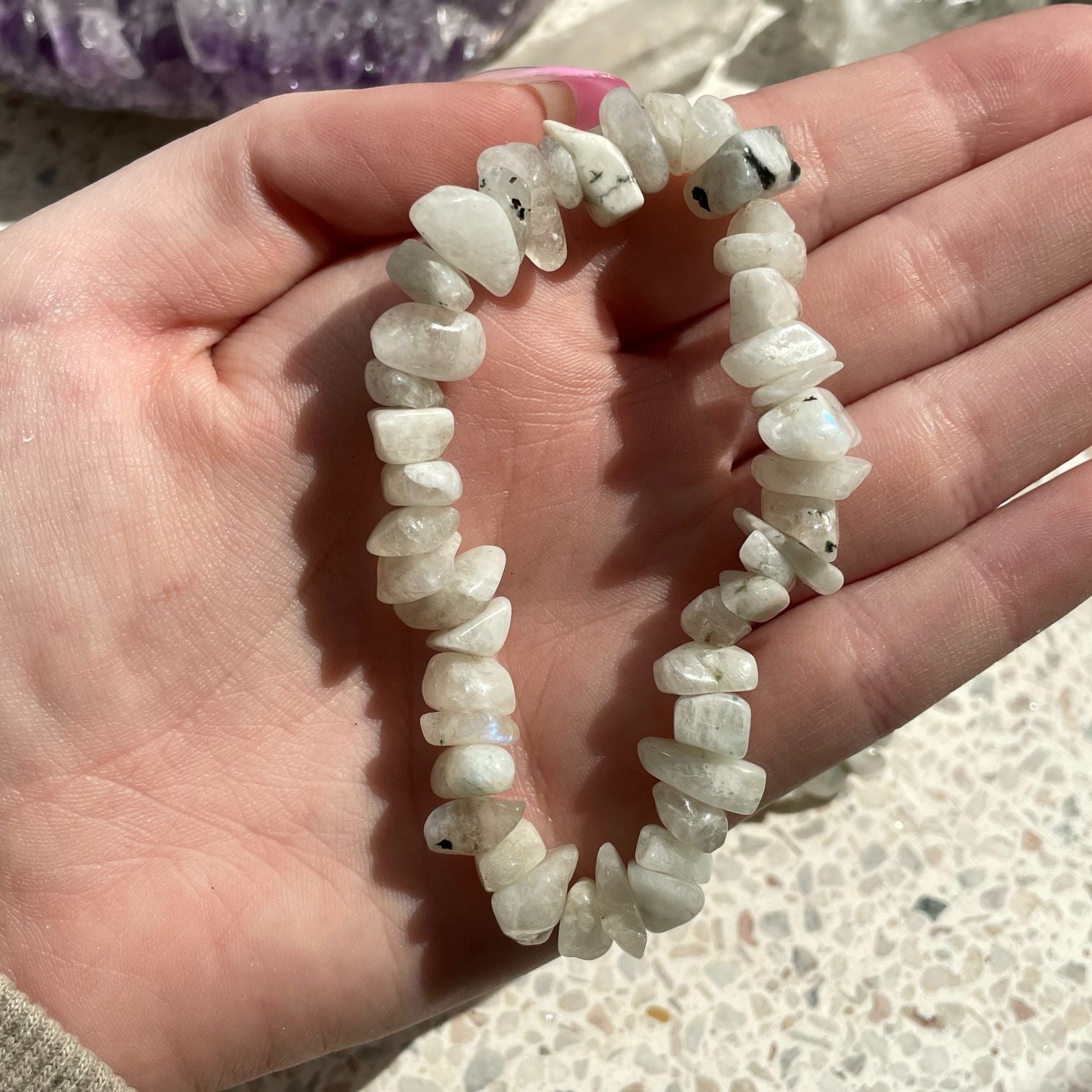 Rainbow Moonstone Chip Bracelet - Large
