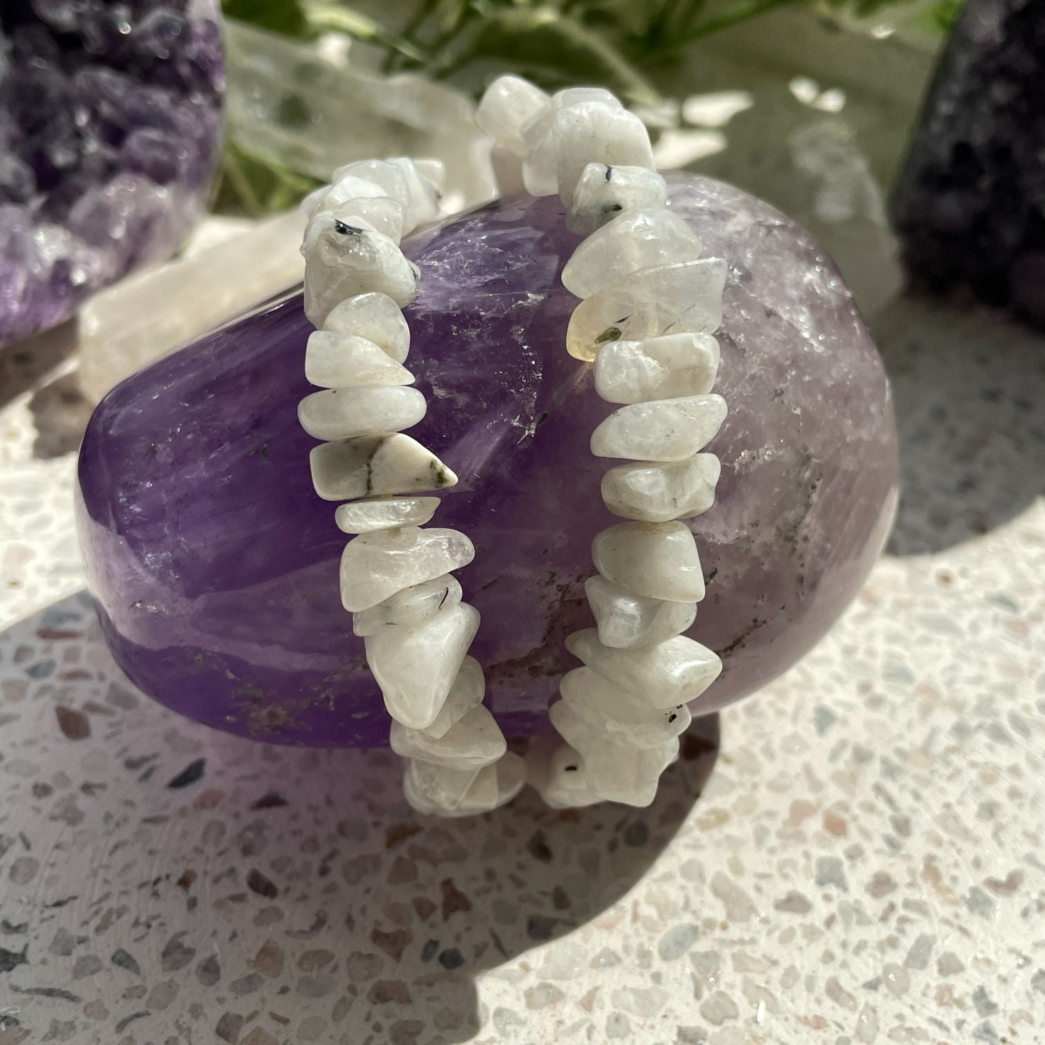Rainbow Moonstone Chip Bracelet - Large