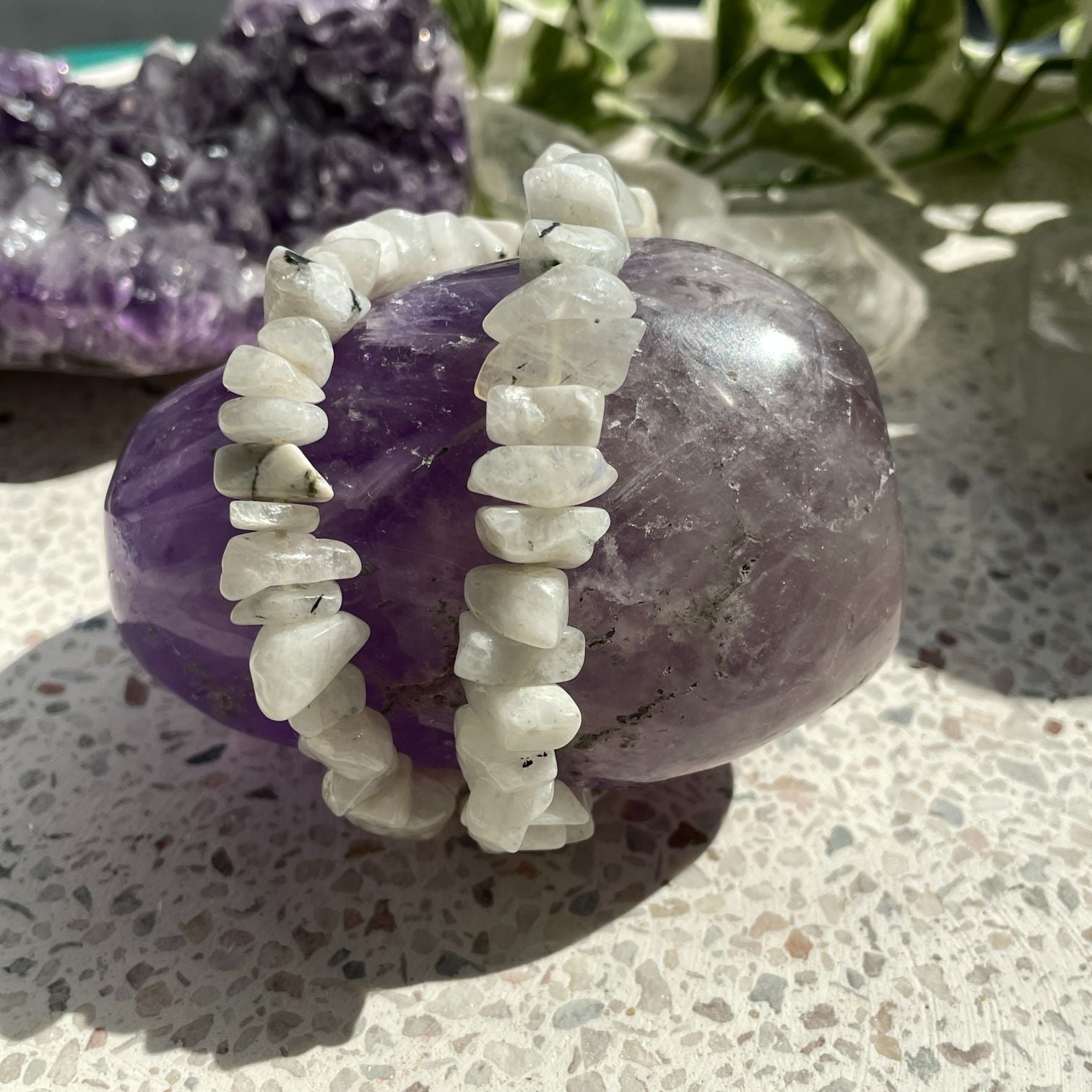 Rainbow Moonstone Chip Bracelet - Large