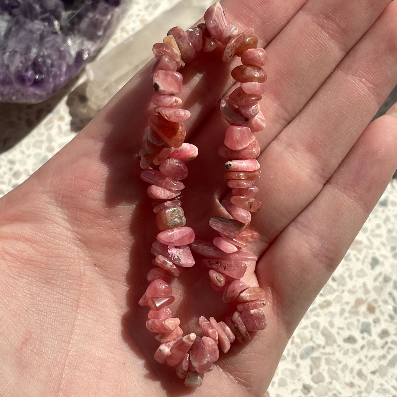 Rhodochrosite (Peru) Chip Bracelet