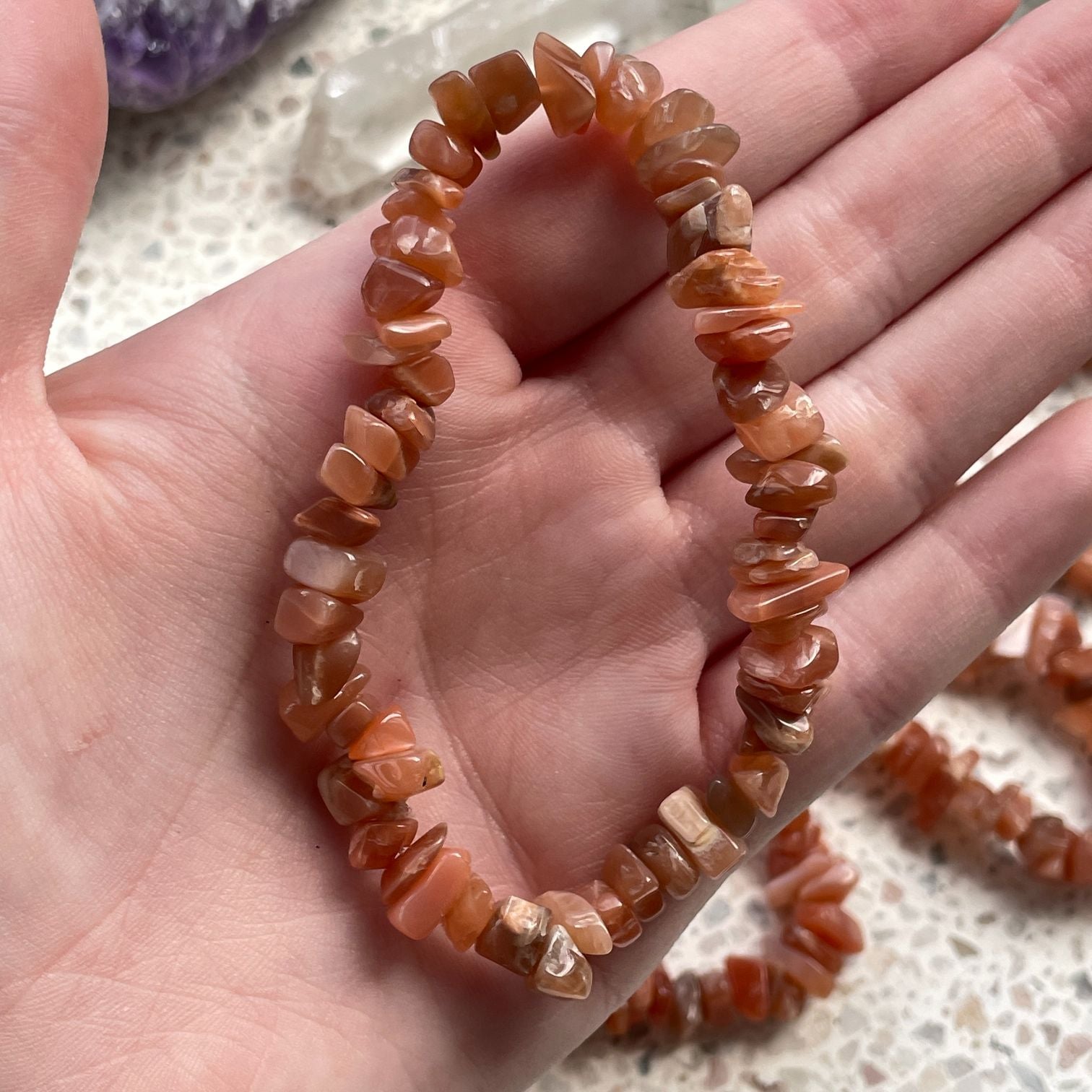Peach Moonstone Chip Bracelet