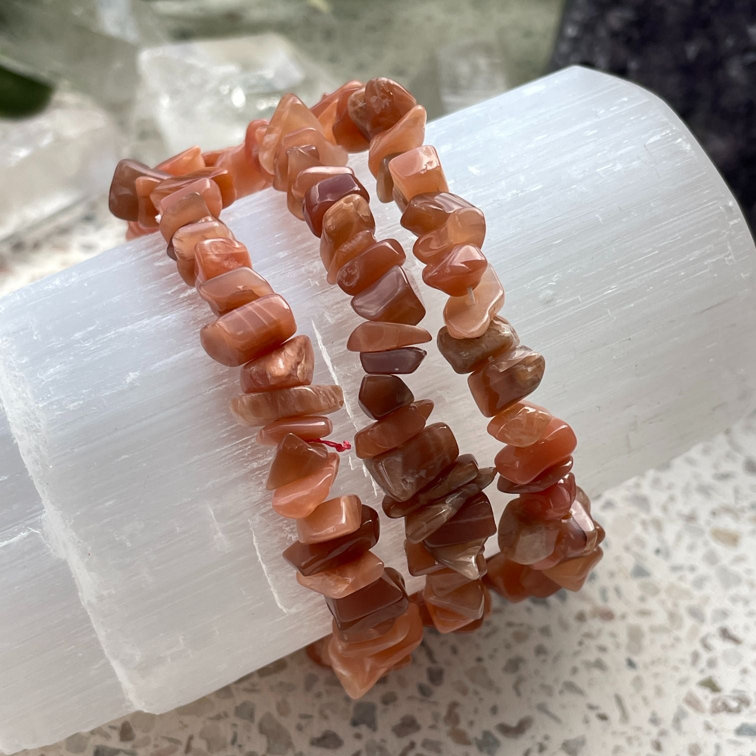 Peach Moonstone Chip Bracelet