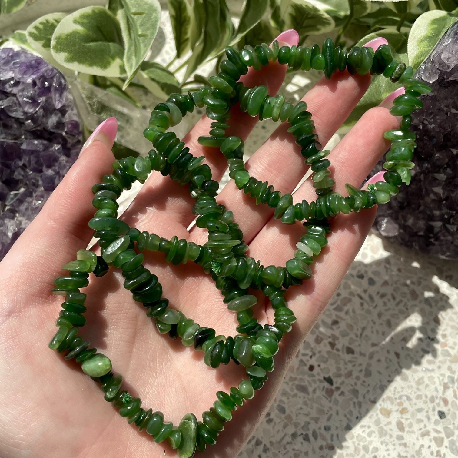 Nephrite Jade Chip Bracelet