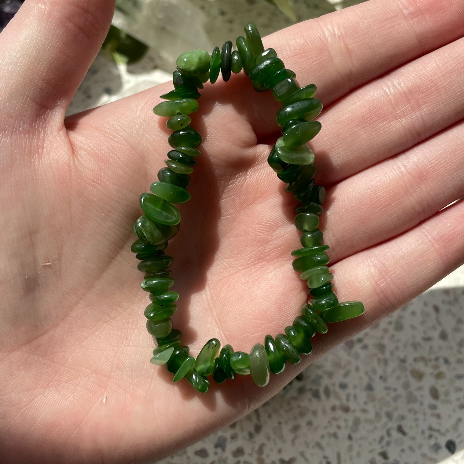 Nephrite Jade Chip Bracelet