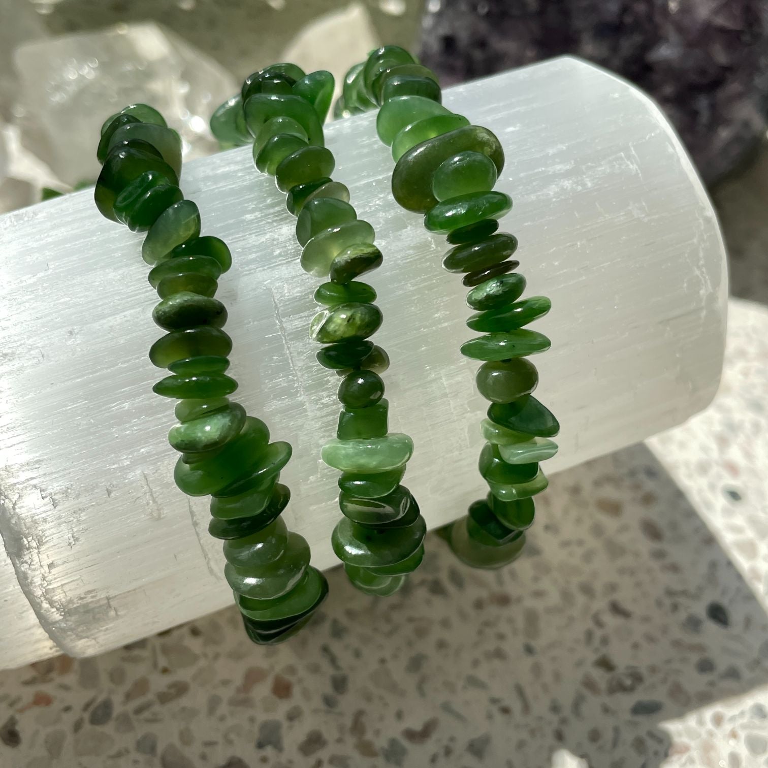 Nephrite Jade Chip Bracelet