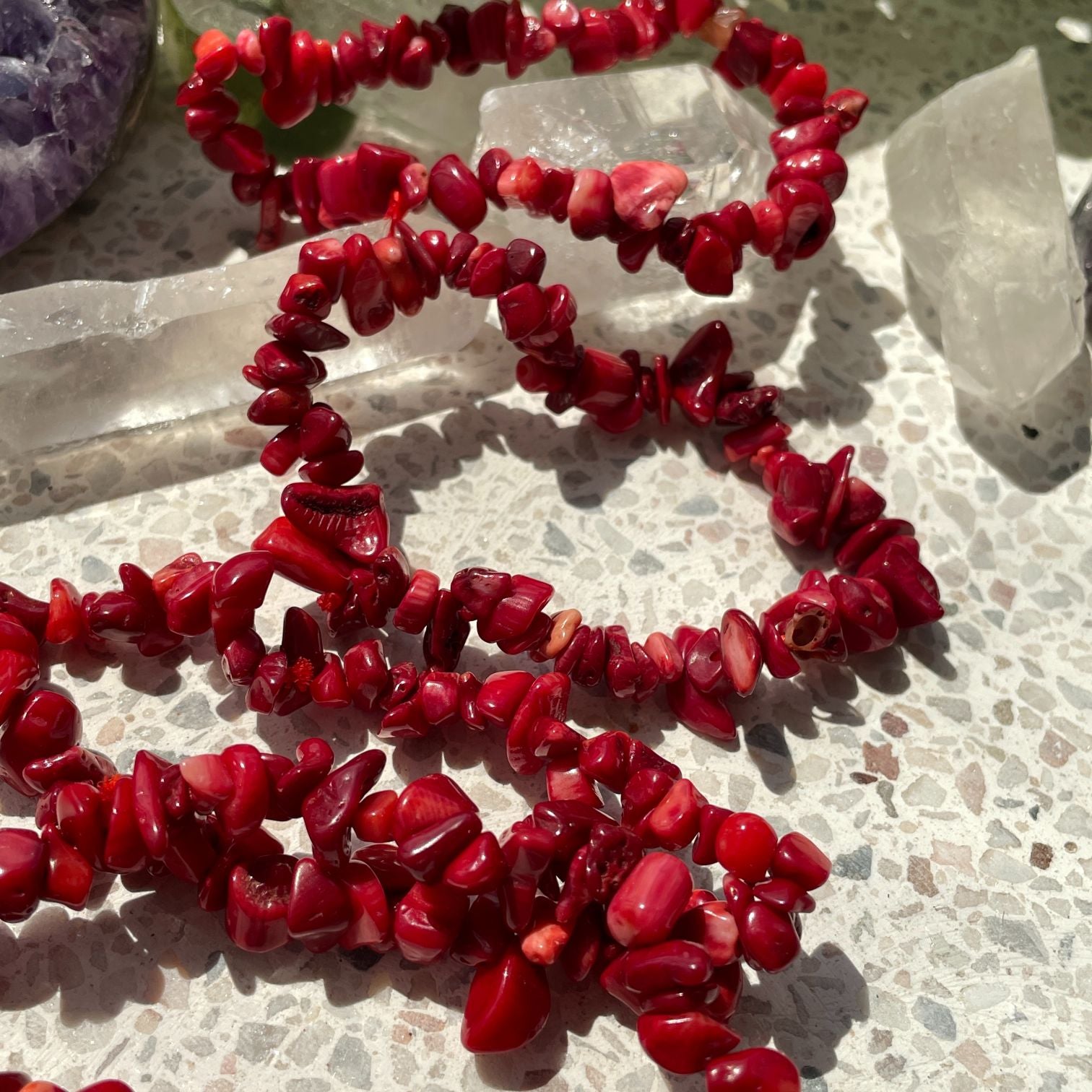 Red Coral Chip Bracelet