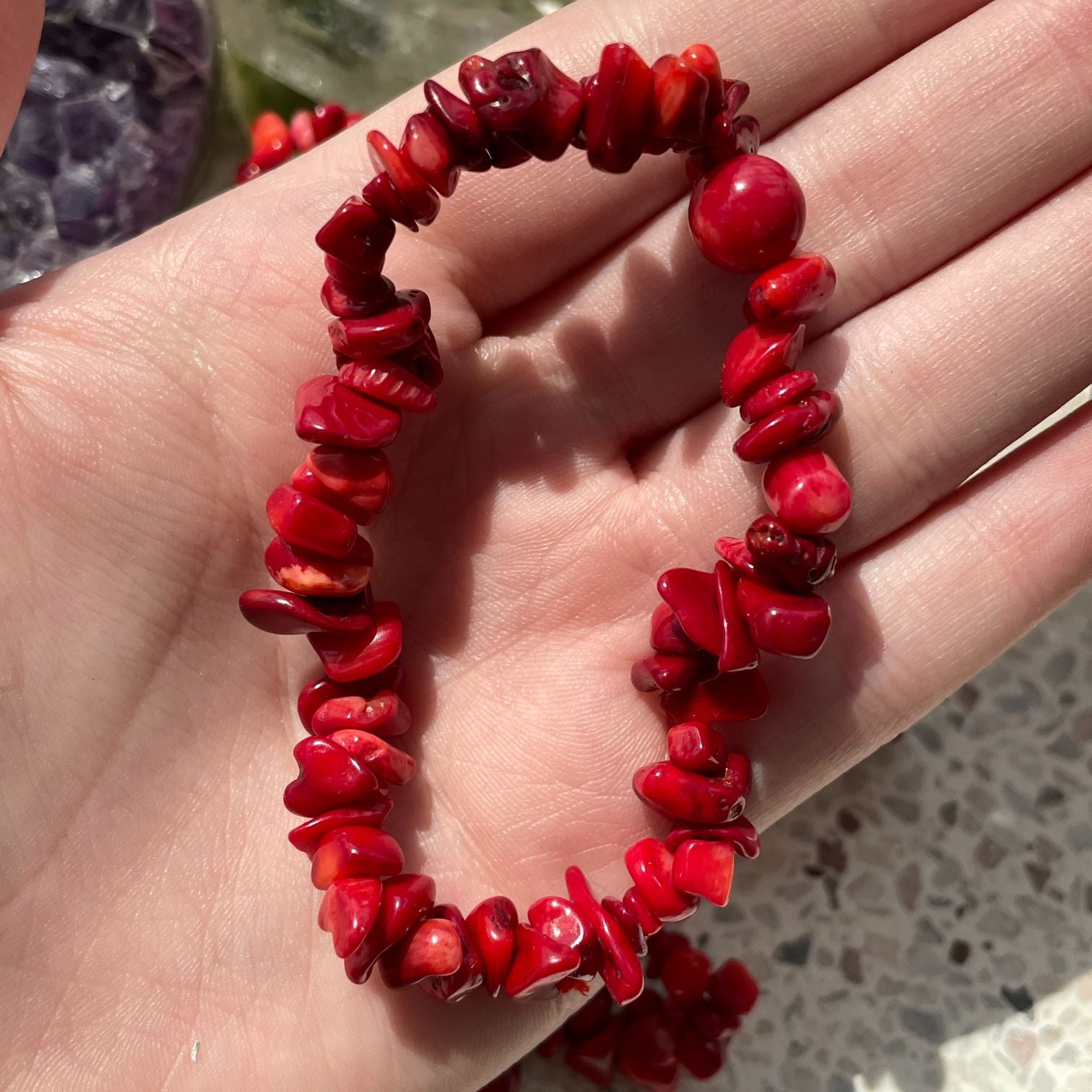 Red Coral Chip Bracelet