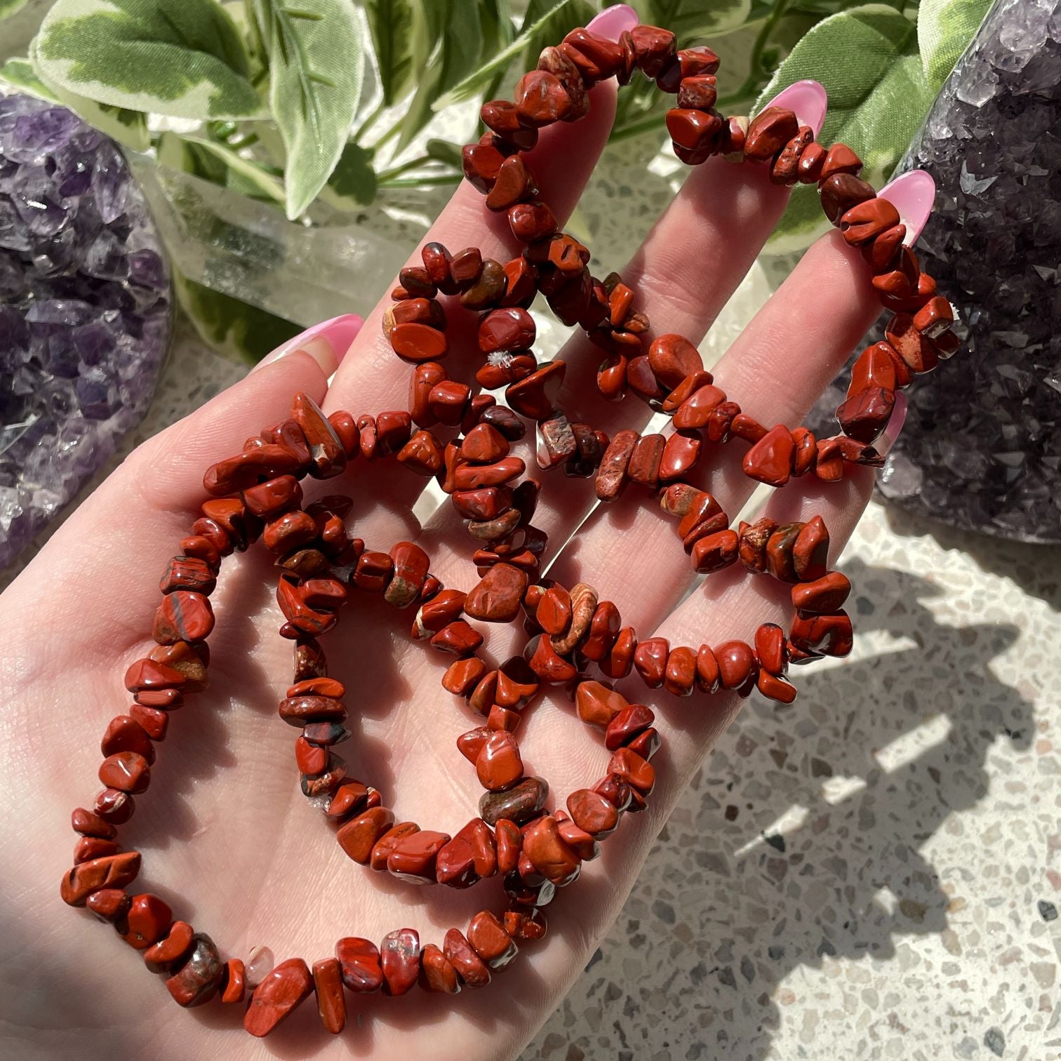 Red Jasper Chip Bracelet