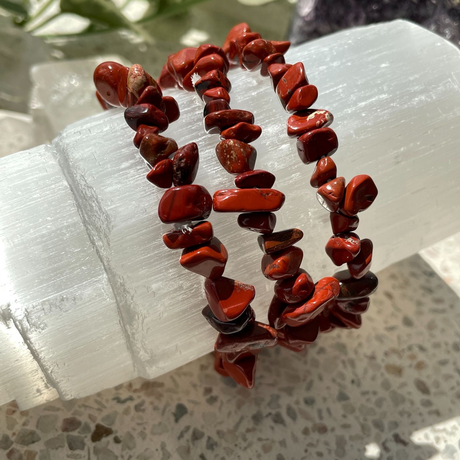 Red Jasper Chip Bracelet